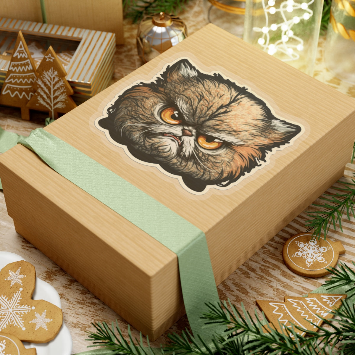 Kiss-Cut Sticker of cute funny angry cat kitten for your collection