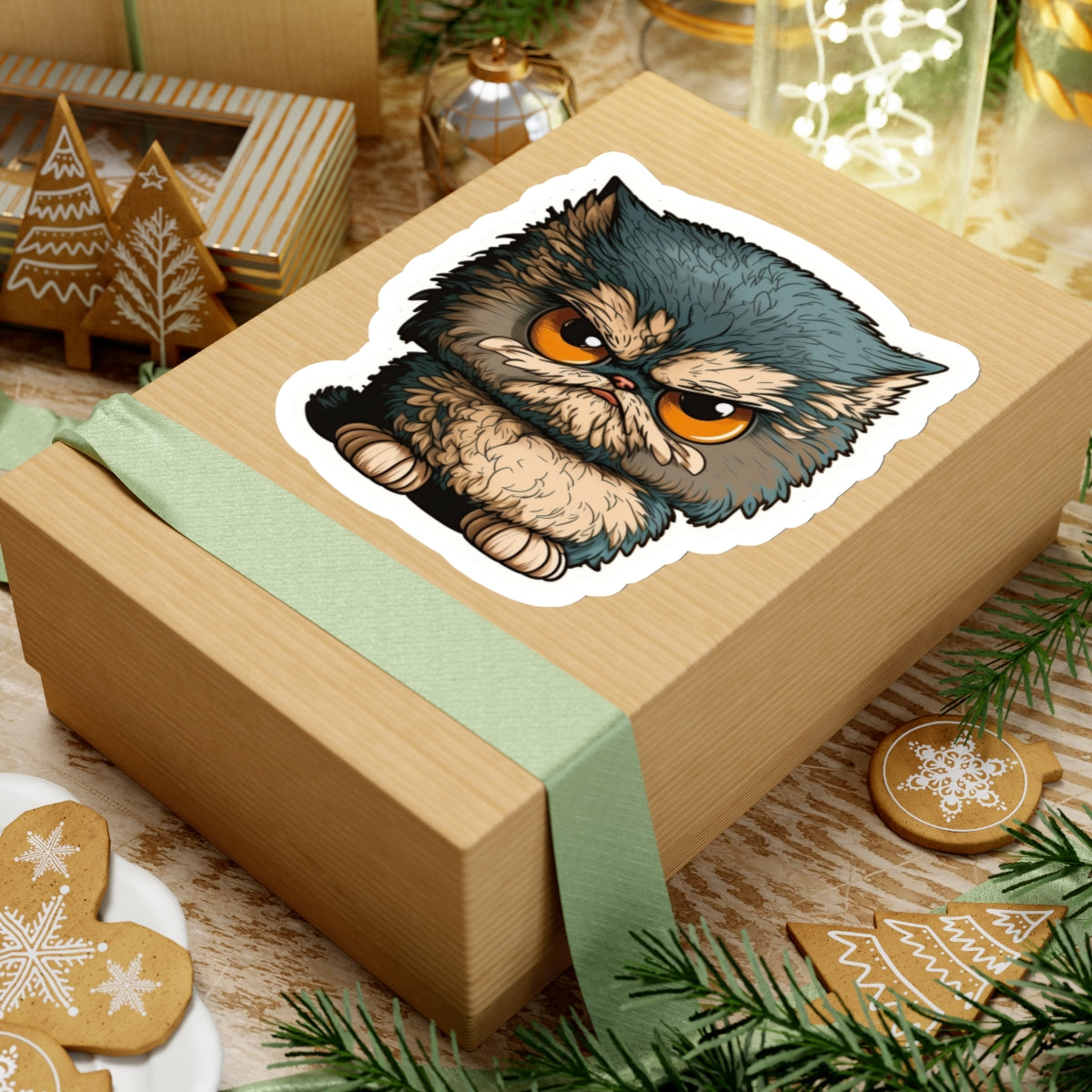 Kiss-Cut Sticker of cute funny angry cat kitten for your collection