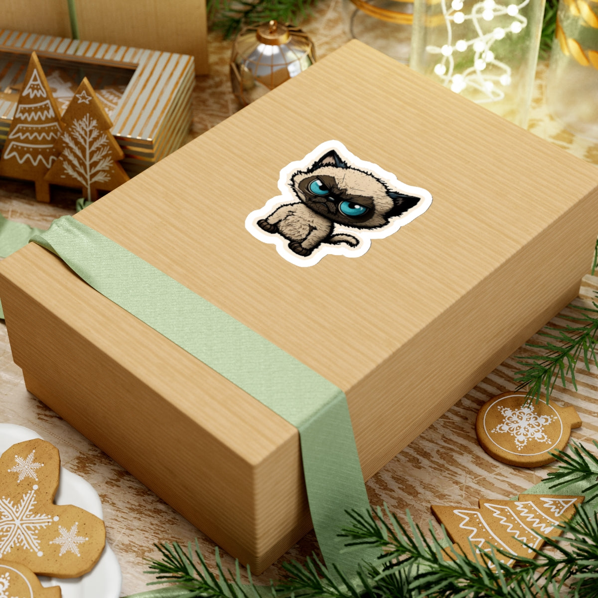 Kiss-Cut Sticker of cute funny angry siamise cat kitten for your collection