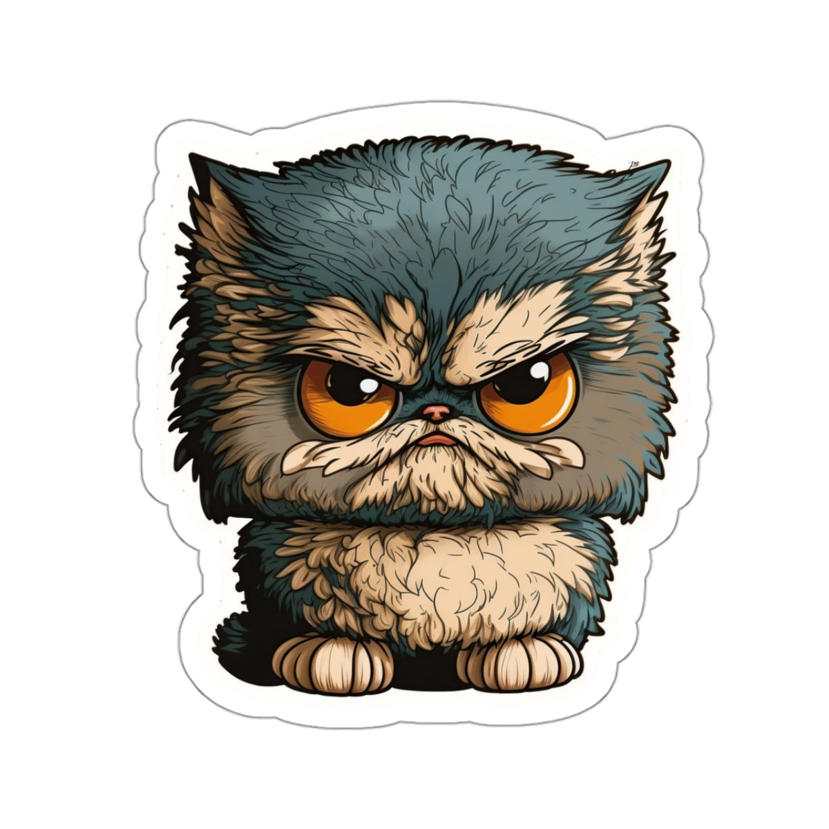 Kiss-Cut Sticker of cute funny angry cat kitten for your collection