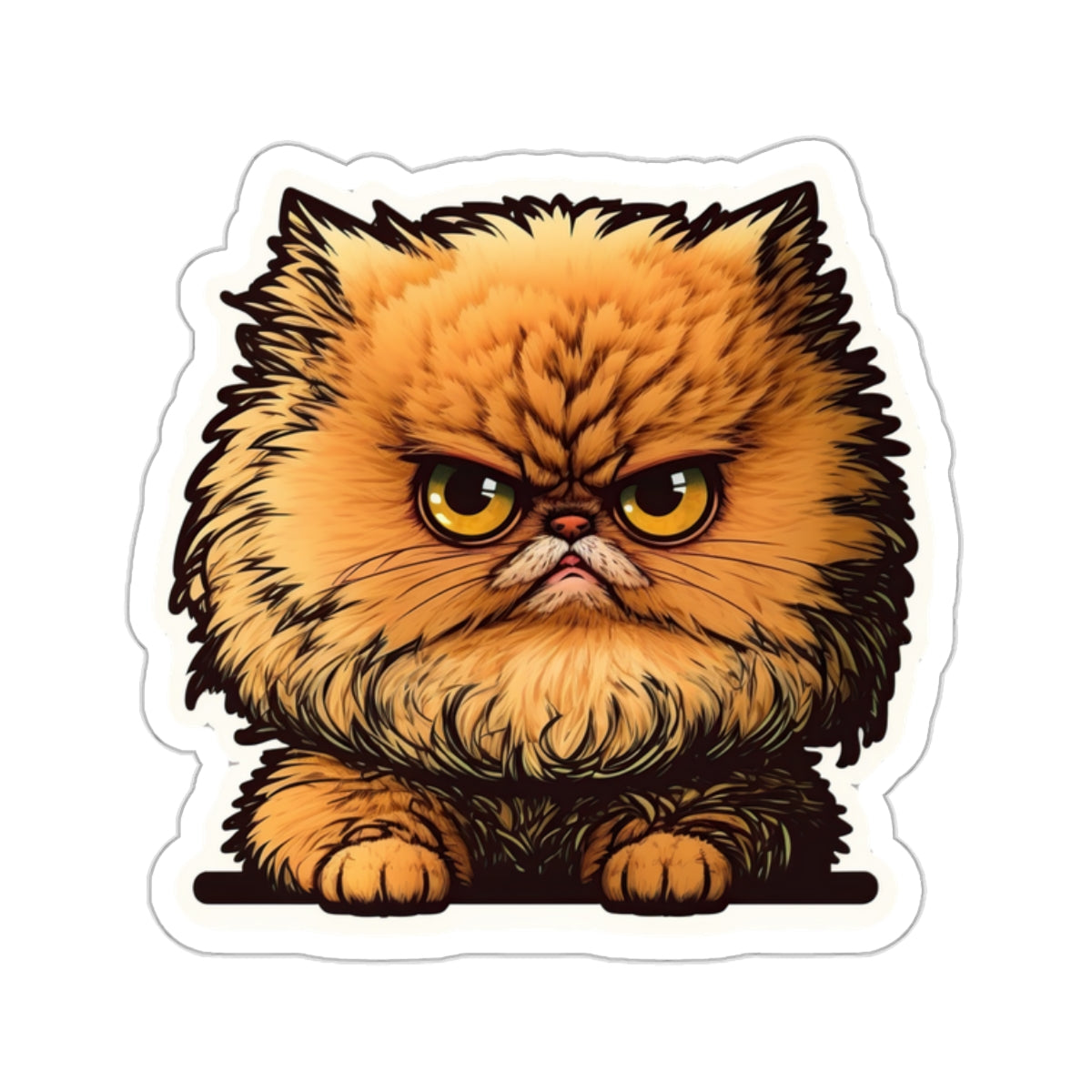 Kiss-Cut Sticker of cute funny angry cat kitten for your collection