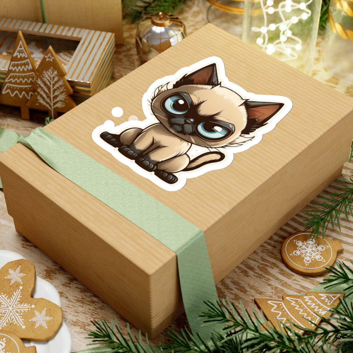 Kiss-Cut Sticker of cute funny siamise cat kitten for your collection