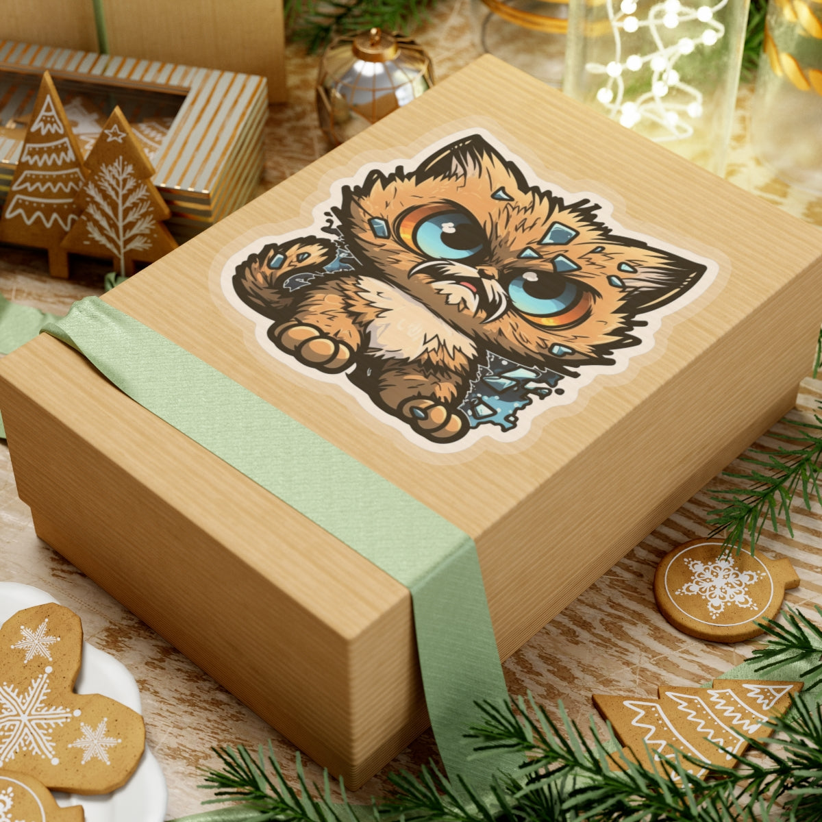 Kiss-Cut Sticker of cute funny anime cat kitten for your collection