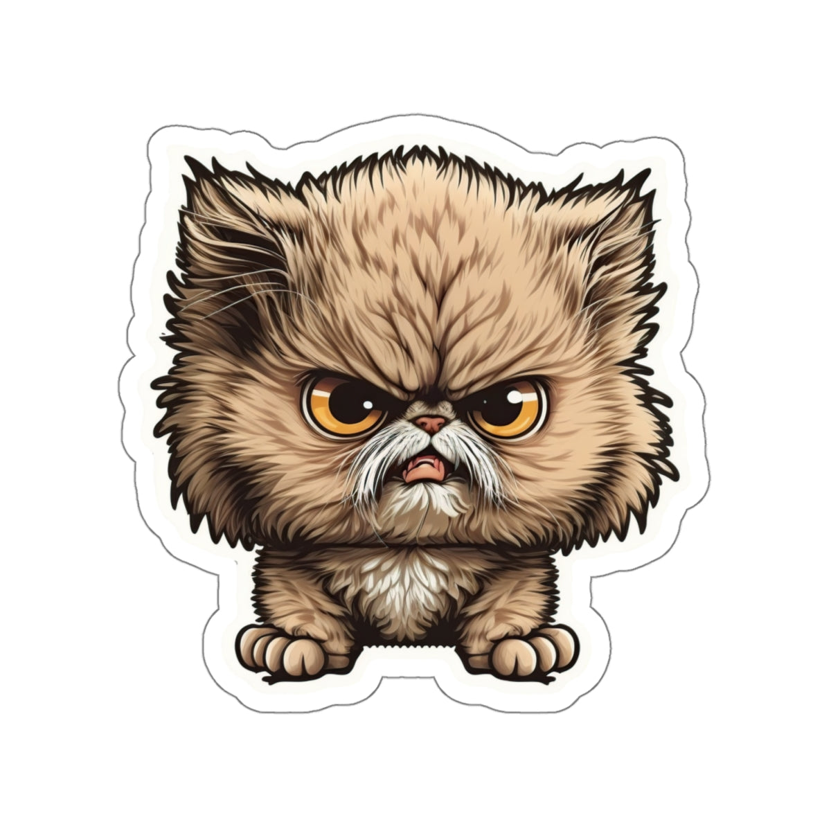 Kiss-Cut Sticker of cute funny angry cat kitten for your collection