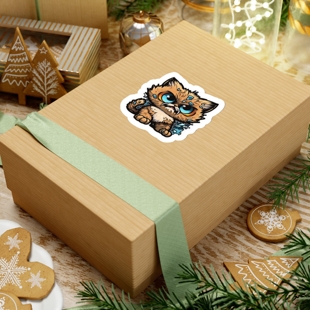 Kiss-Cut Sticker of cute funny anime cat kitten for your collection