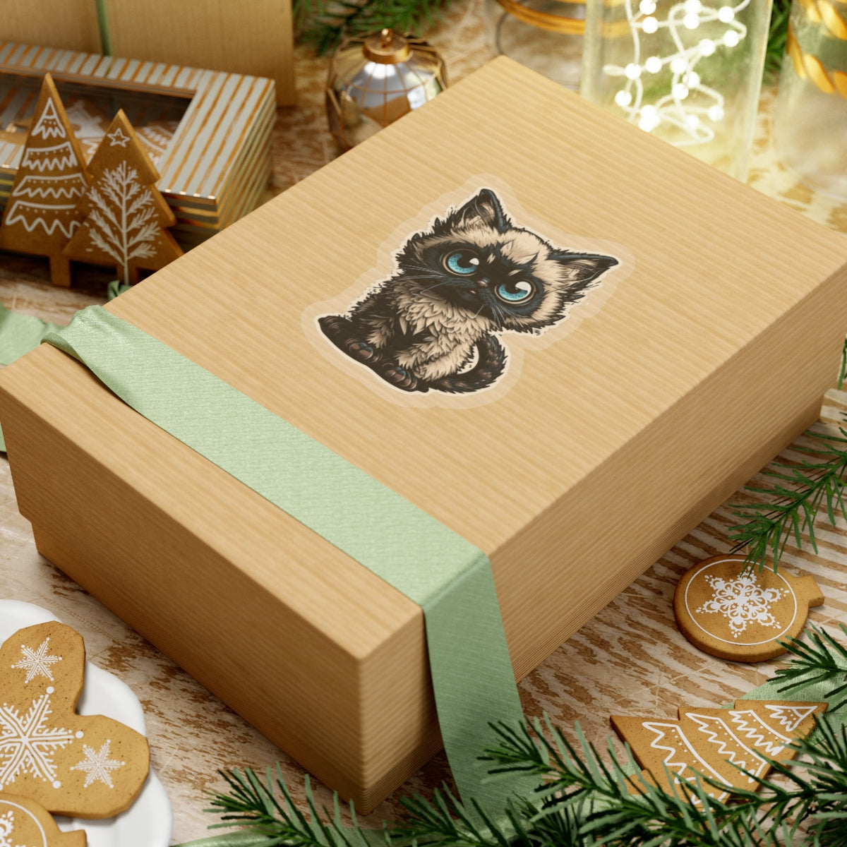Kiss-Cut Sticker of cute funny siamise cat kitten for your collection