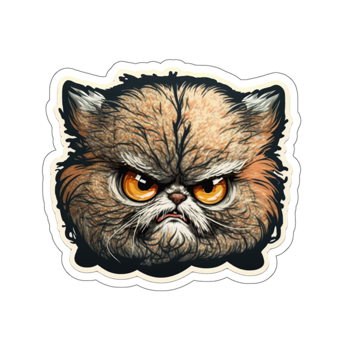 Kiss-Cut Sticker of cute funny angry cat kitten for your collection