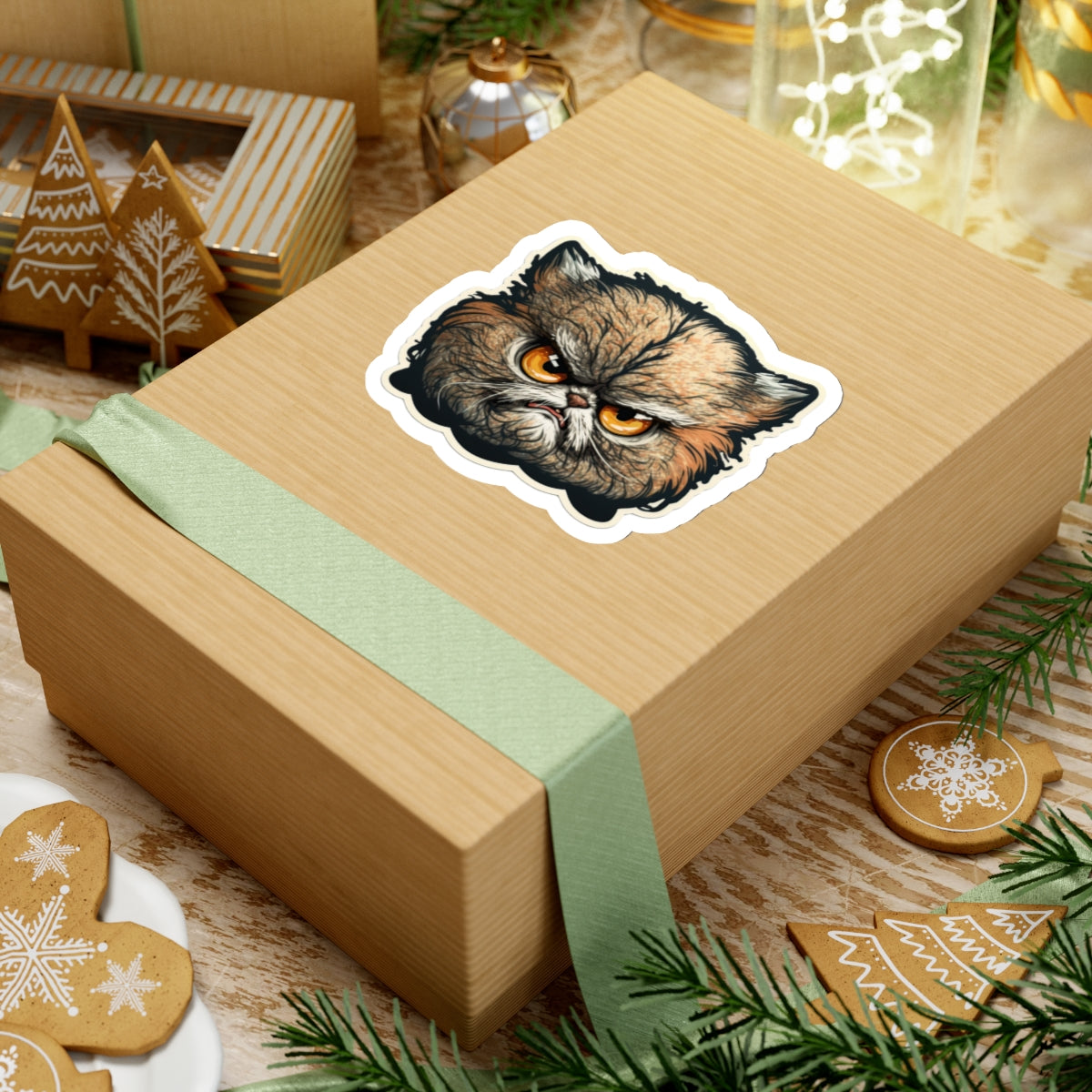 Kiss-Cut Sticker of cute funny angry cat kitten for your collection
