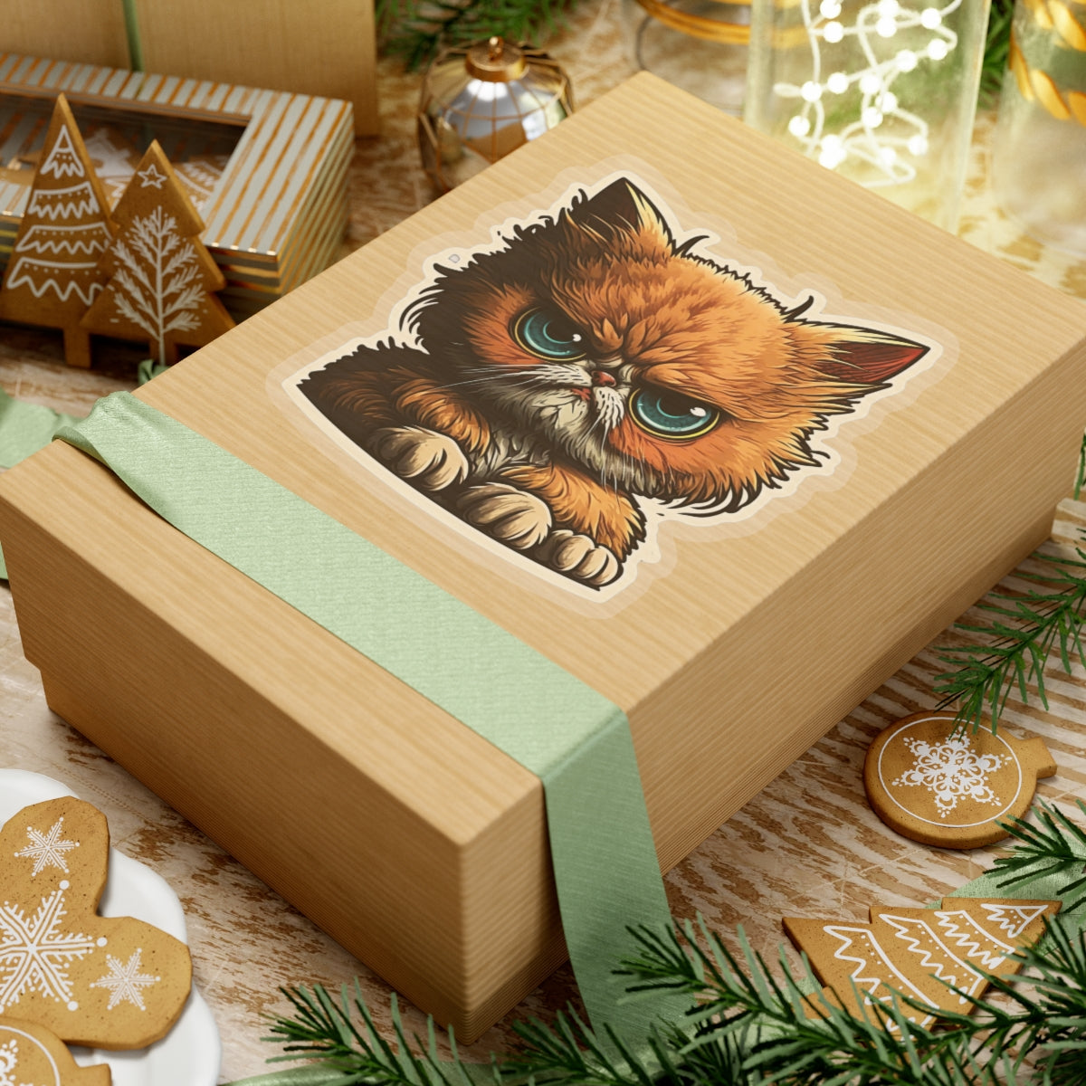 Kiss-Cut Sticker of cute funny angry red cat kitten for your collection