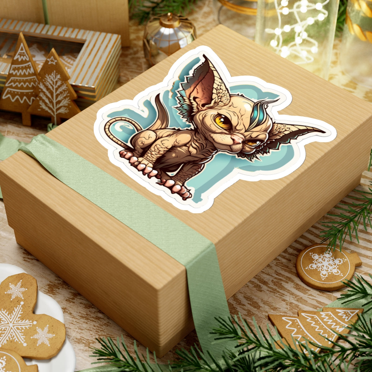 Kiss-Cut Sticker of cute funny angry sphinx cat kitten for your collection