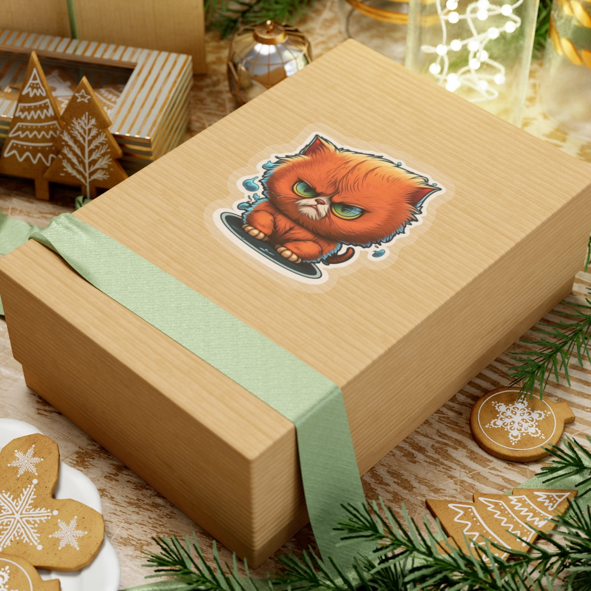 Kiss-Cut Sticker of cute funny angry anime cat kitten for your collection