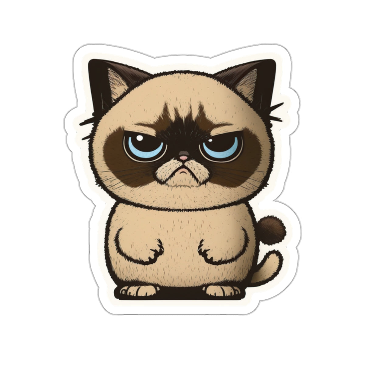 Kiss-Cut Sticker of cute funny grumpy siamise cat kitten for your collection