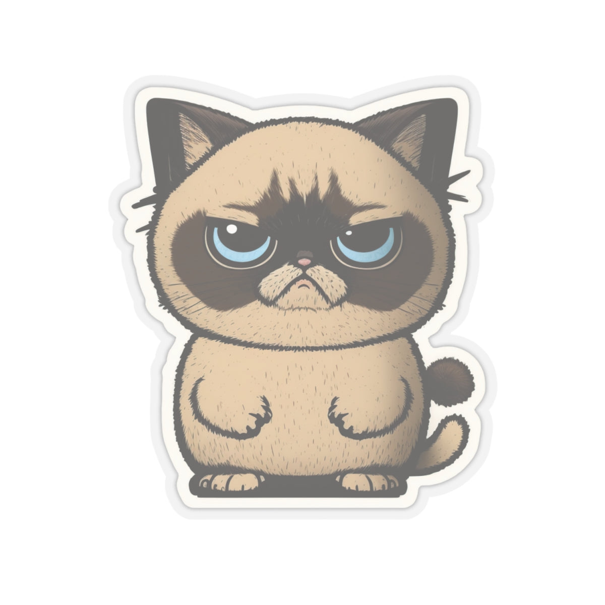 Kiss-Cut Sticker of cute funny grumpy siamise cat kitten for your collection