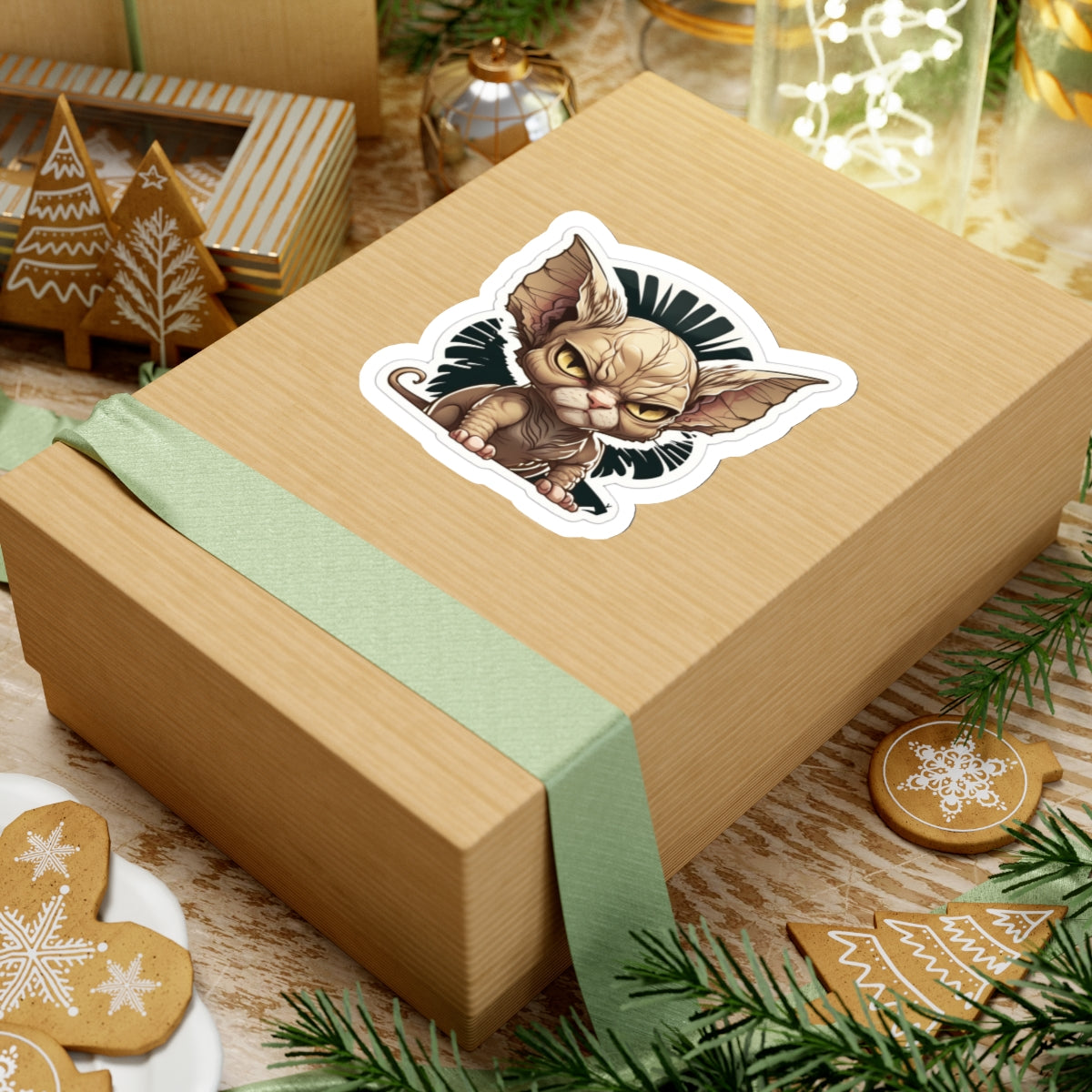 Kiss-Cut Sticker of cute funny angry sphinx cat kitten for your collection