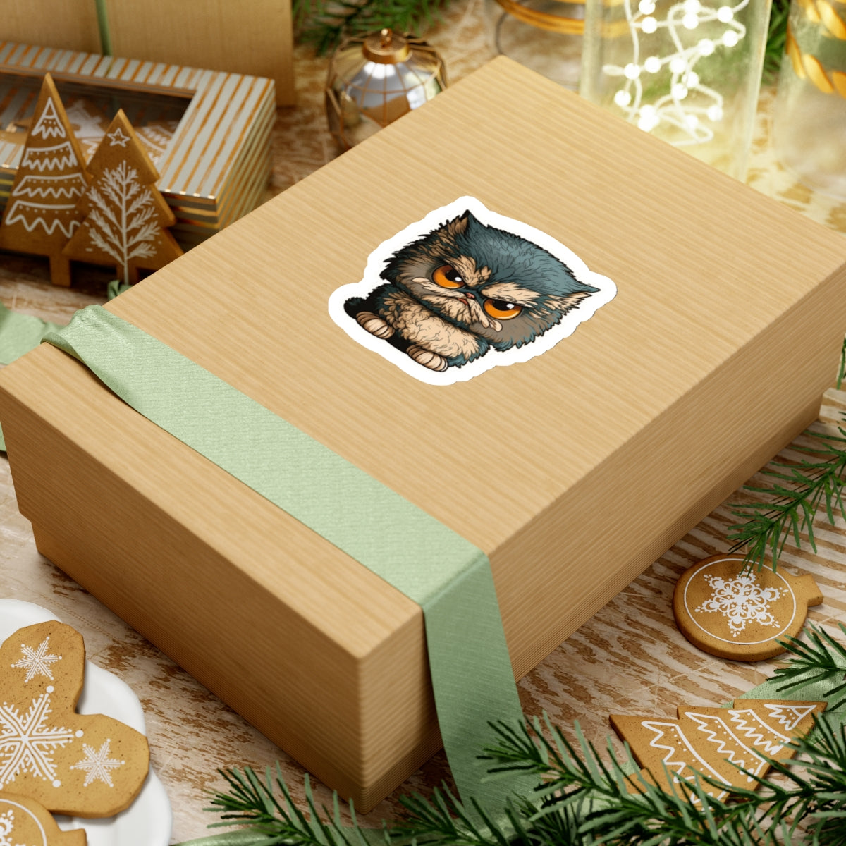 Kiss-Cut Sticker of cute funny angry cat kitten for your collection