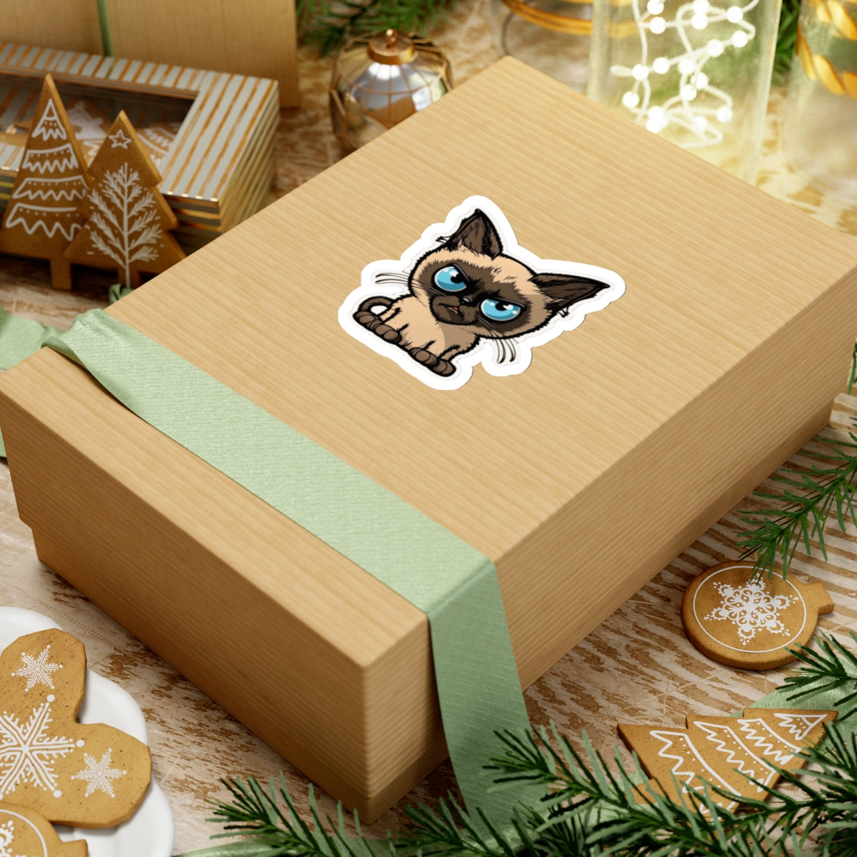Kiss-Cut Sticker of cute funny siamise cat kitten for your collection