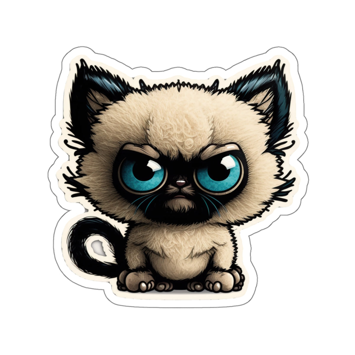 Kiss-Cut Sticker of cute funny siamise cat kitten for your collection