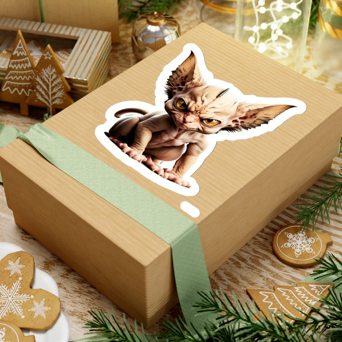 Kiss-Cut Sticker of cute funny angry sphinx cat kitten for your collection