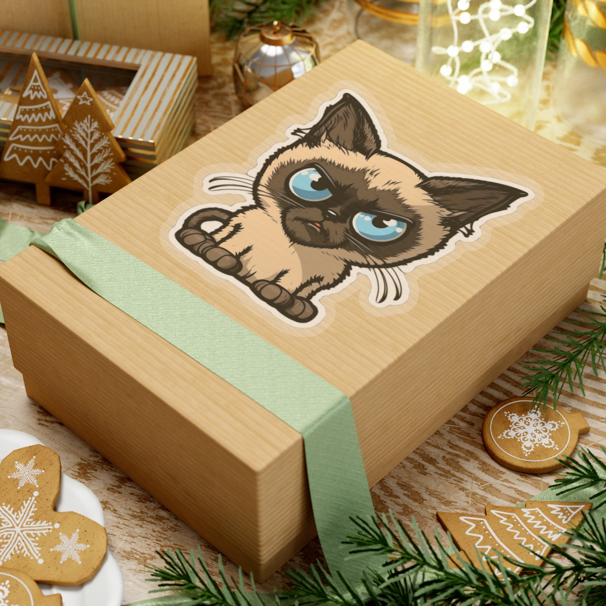 Kiss-Cut Sticker of cute funny siamise cat kitten for your collection