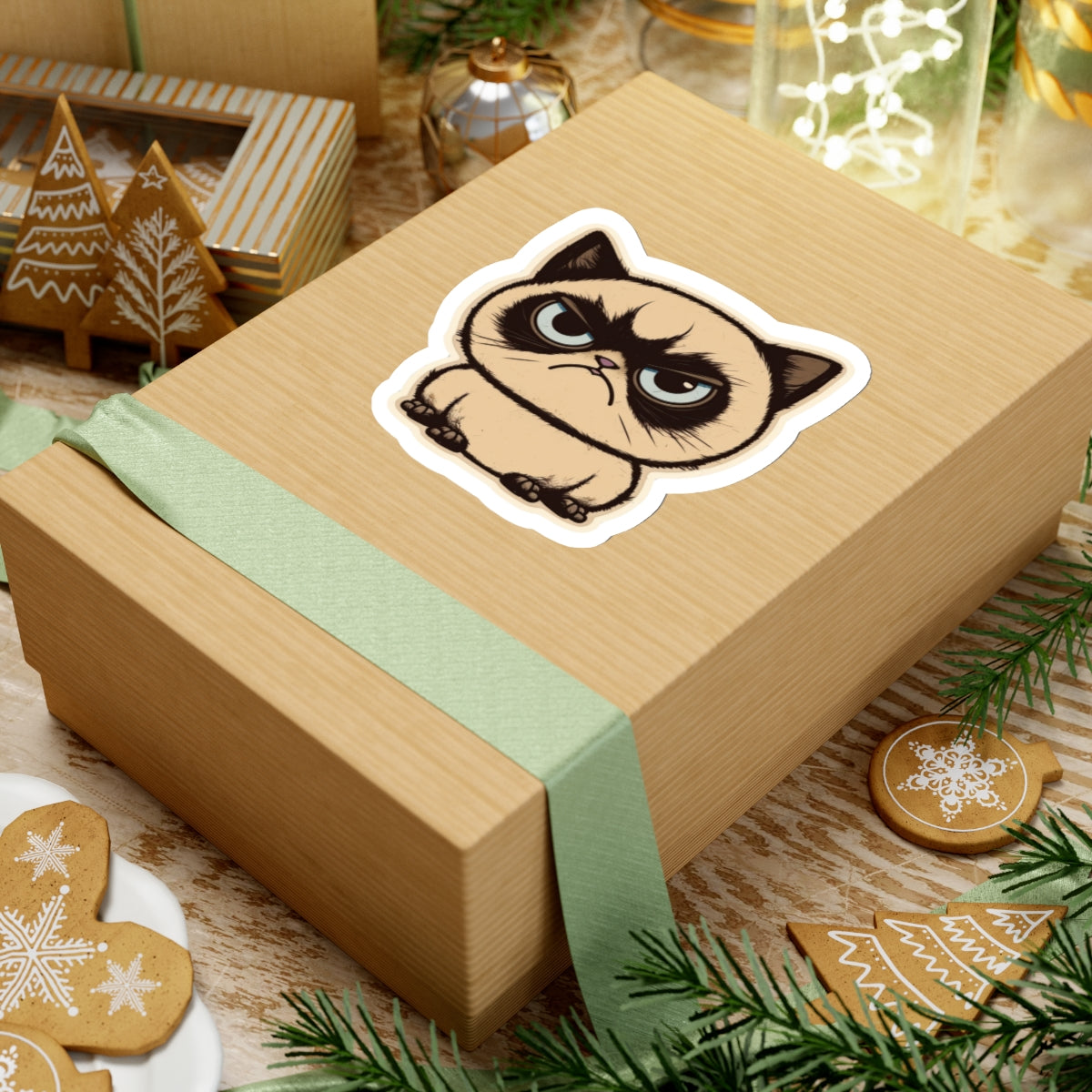 Kiss-Cut Sticker of cute funny siamise cat kitten for your collection