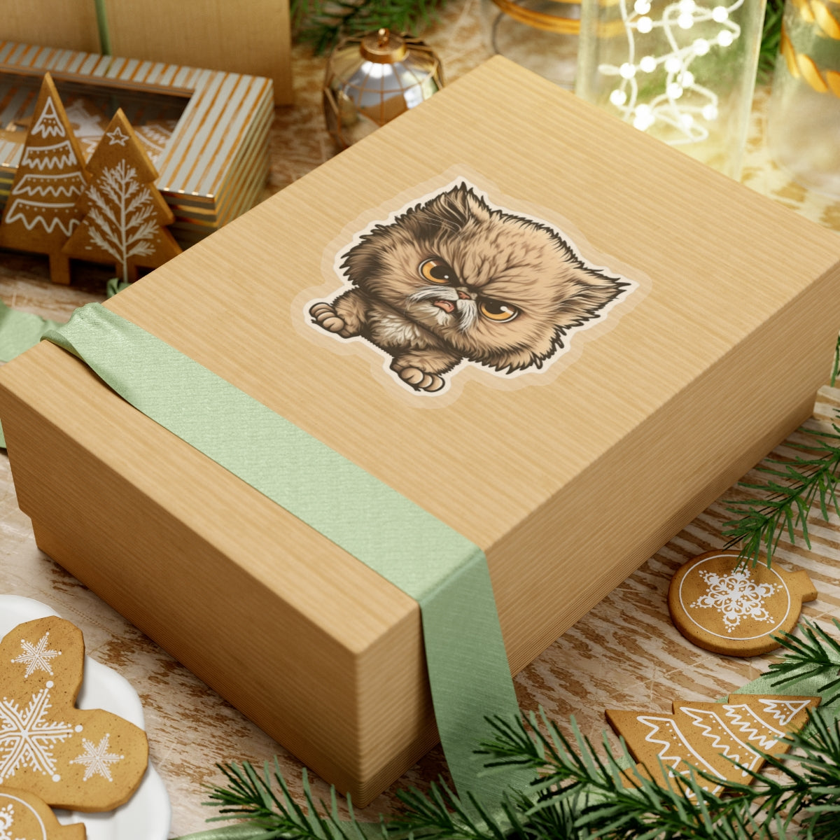 Kiss-Cut Sticker of cute funny angry cat kitten for your collection