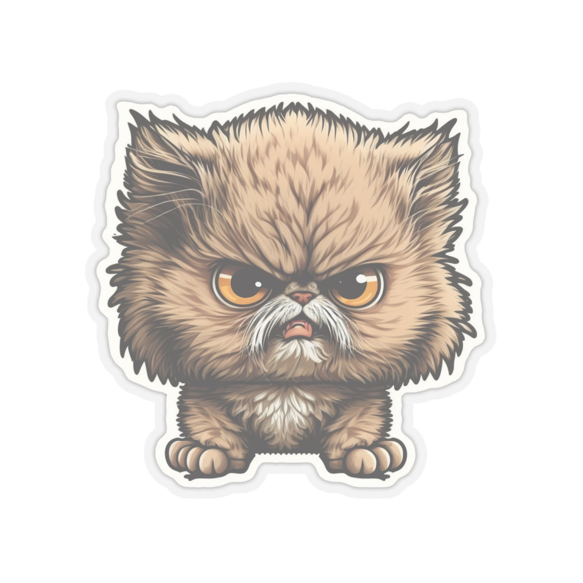 Kiss-Cut Sticker of cute funny angry cat kitten for your collection