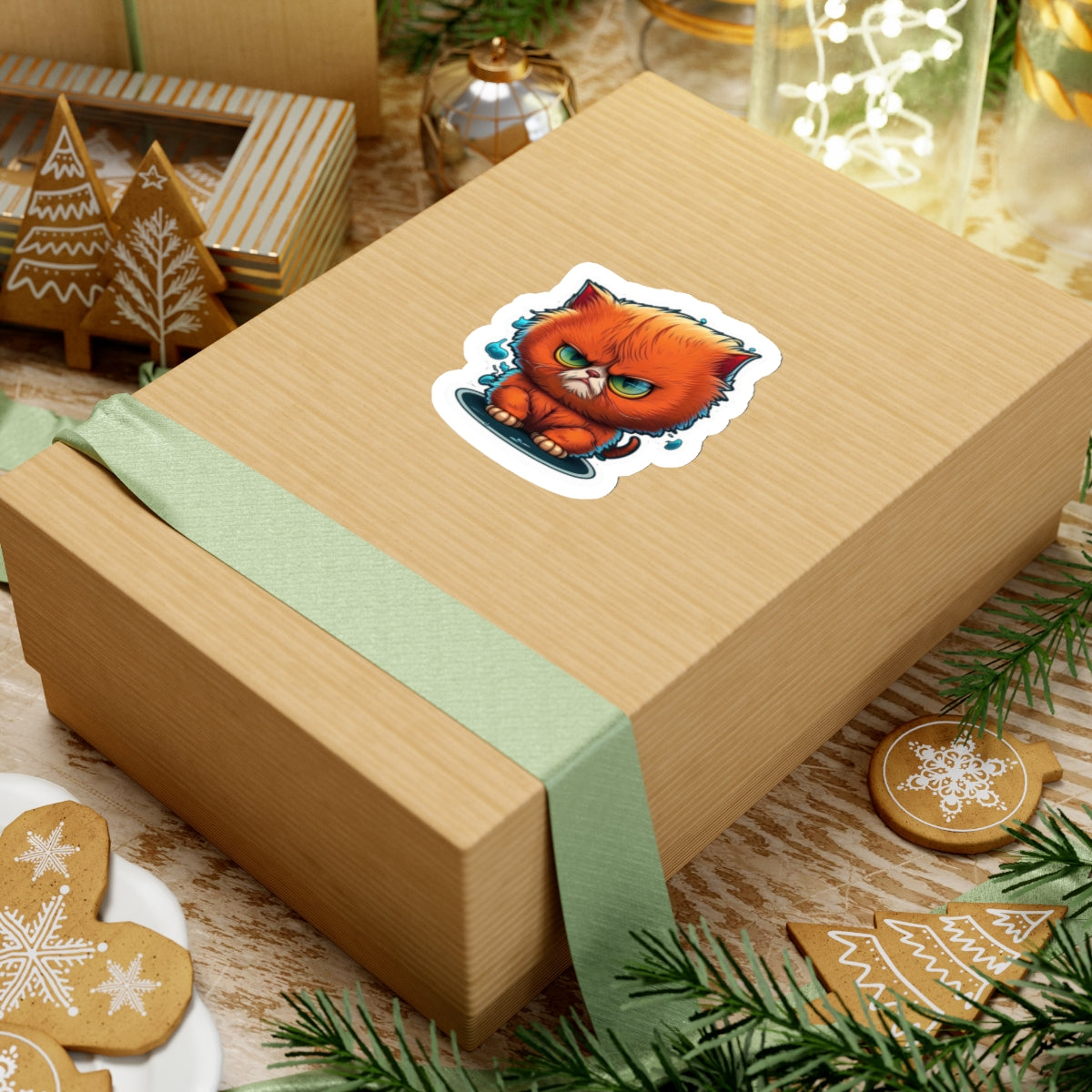 Kiss-Cut Sticker of cute funny angry anime cat kitten for your collection