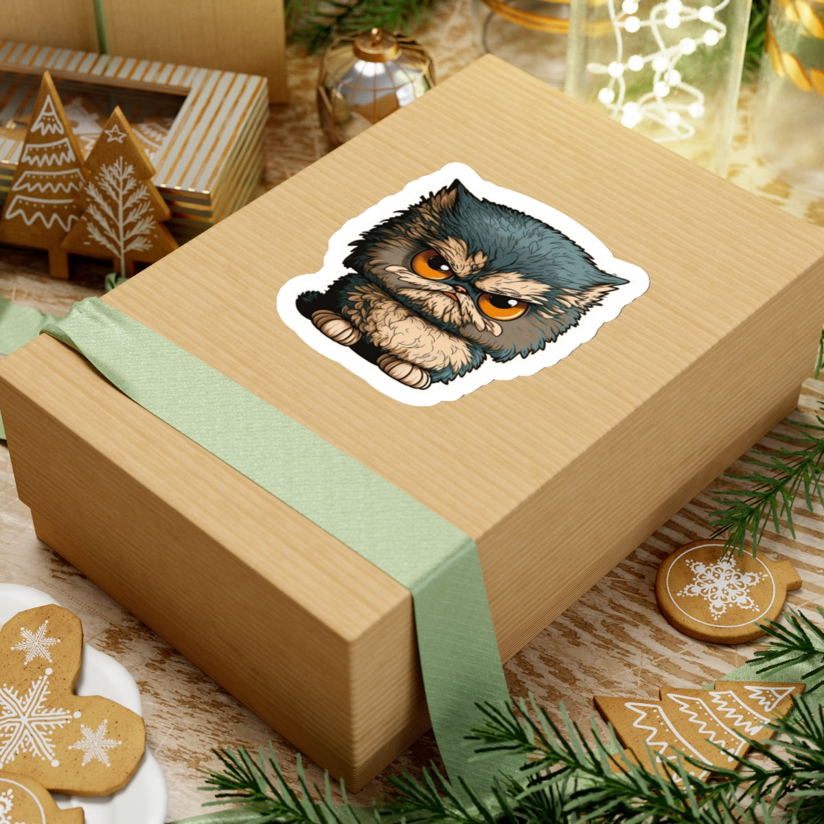 Kiss-Cut Sticker of cute funny angry cat kitten for your collection