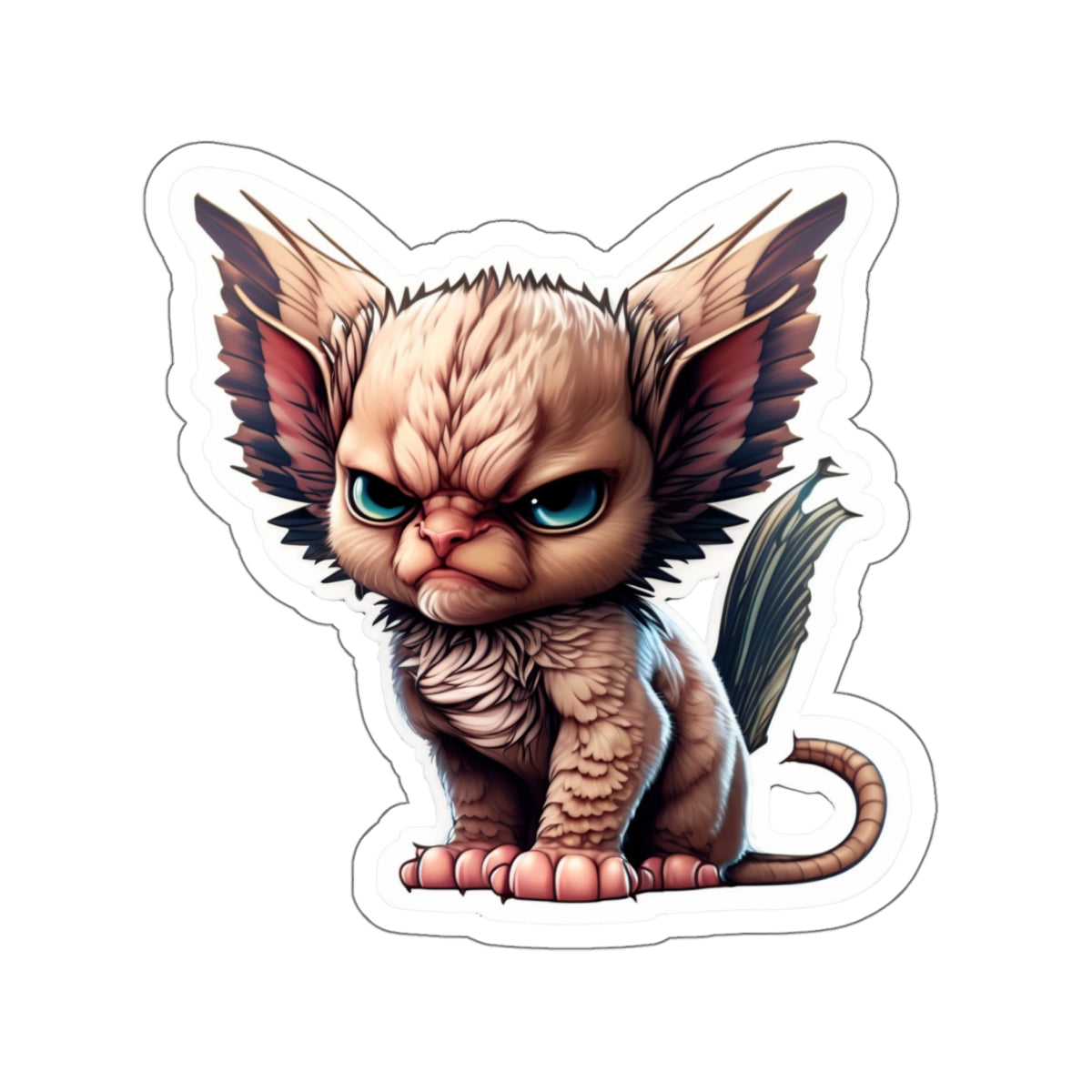Copy of Kiss-Cut Sticker of cute funny angry sphinx cat kitten for your collection