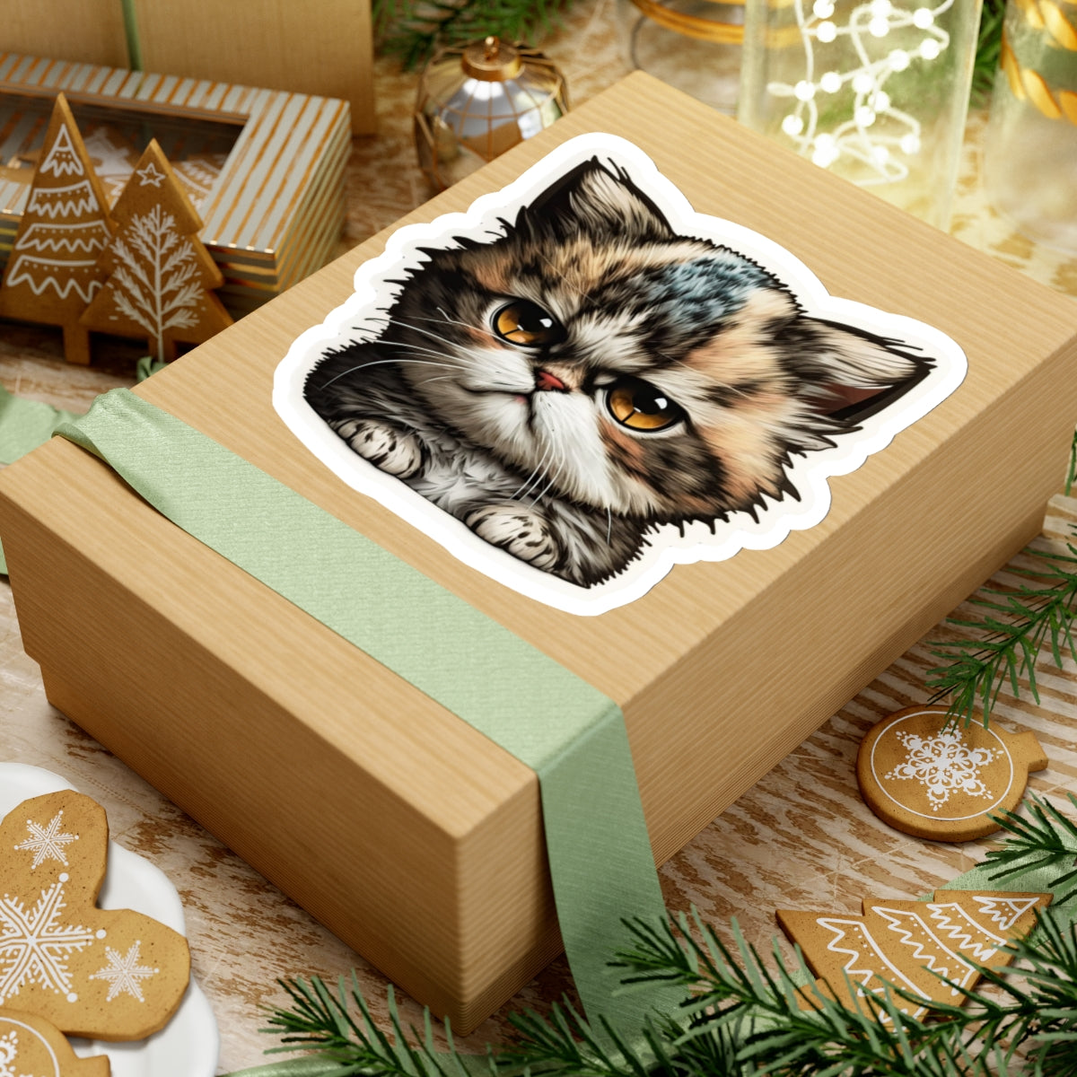 Kiss-Cut Sticker of cute funny grumpy cat kitten for your collection