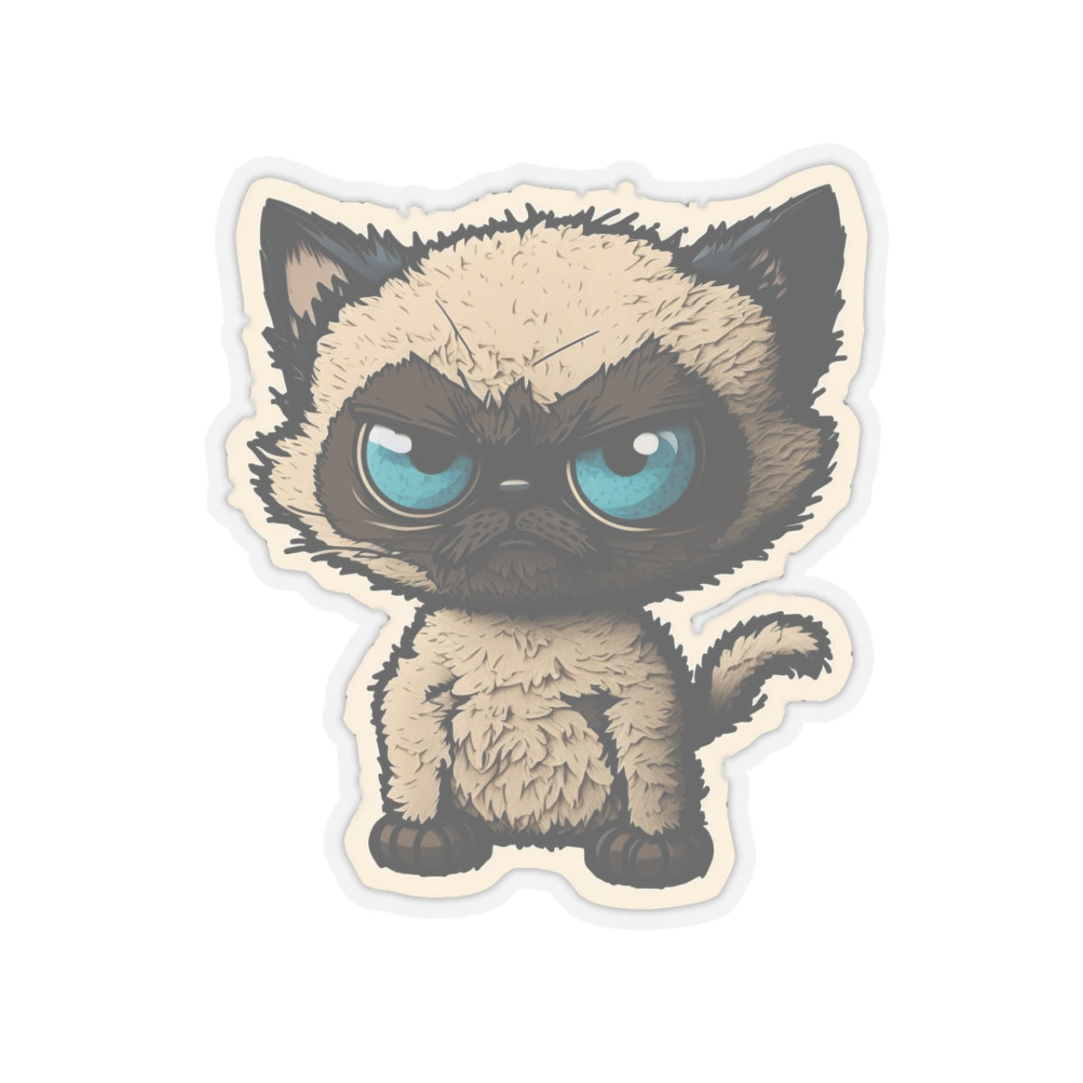 Kiss-Cut Sticker of cute funny angry siamise cat kitten for your collection