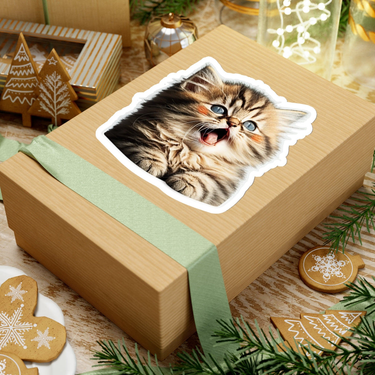 Kiss-Cut Sticker of cute funny golden chinchilla cat kitten for your collection