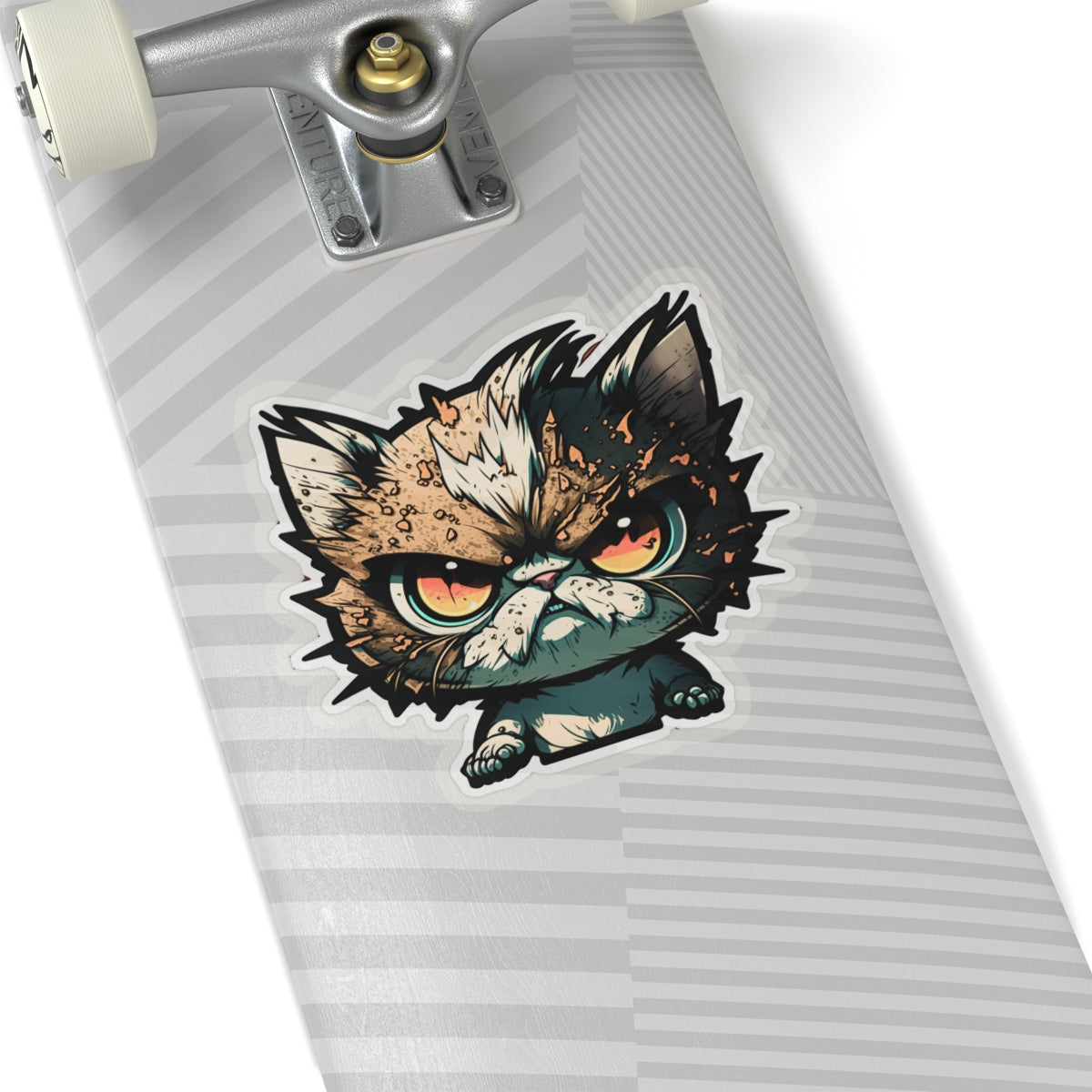 Kiss-Cut Sticker of cute funny angry anime cat kitten for your collection