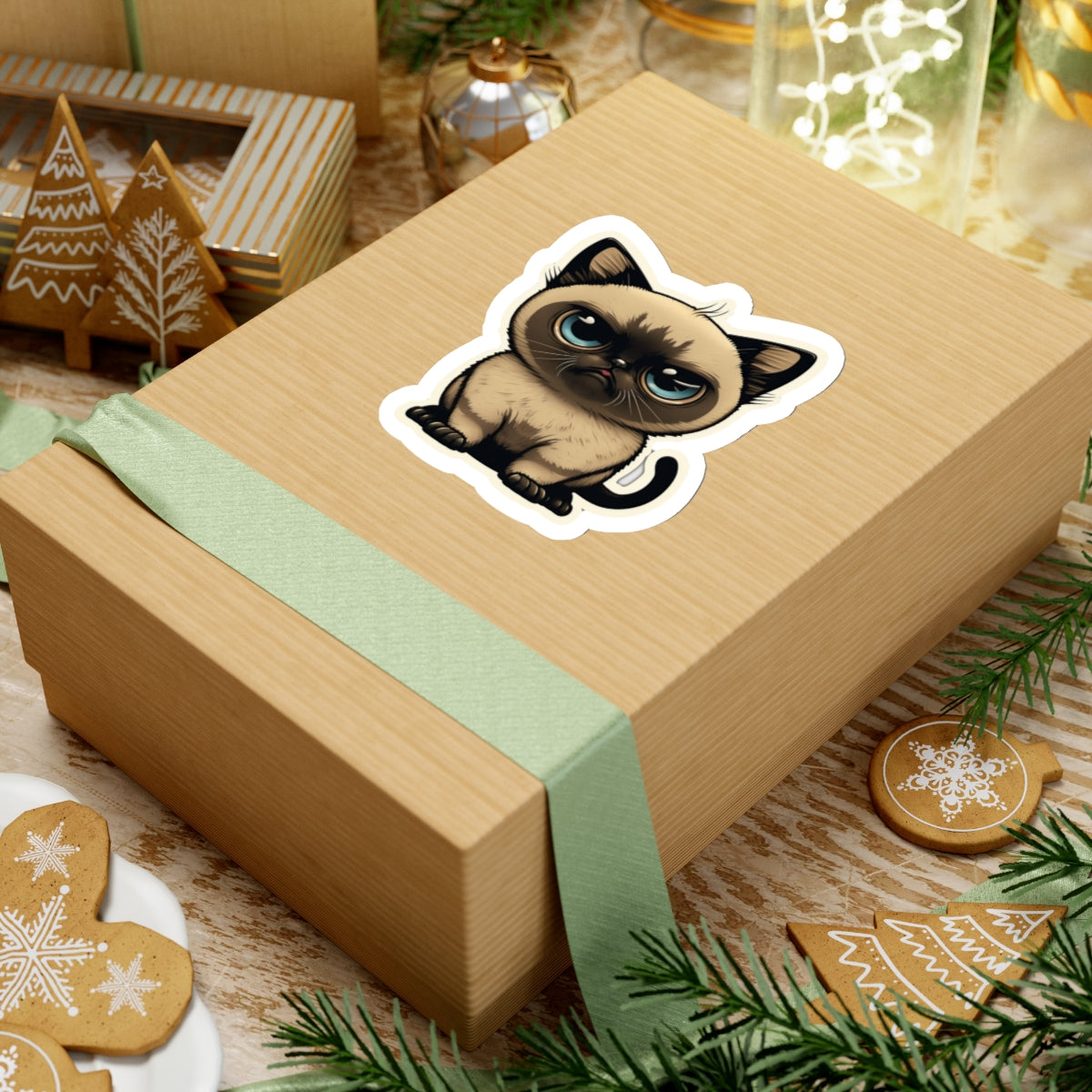 Kiss-Cut Sticker of cute funny siamise cat kitten for your collection