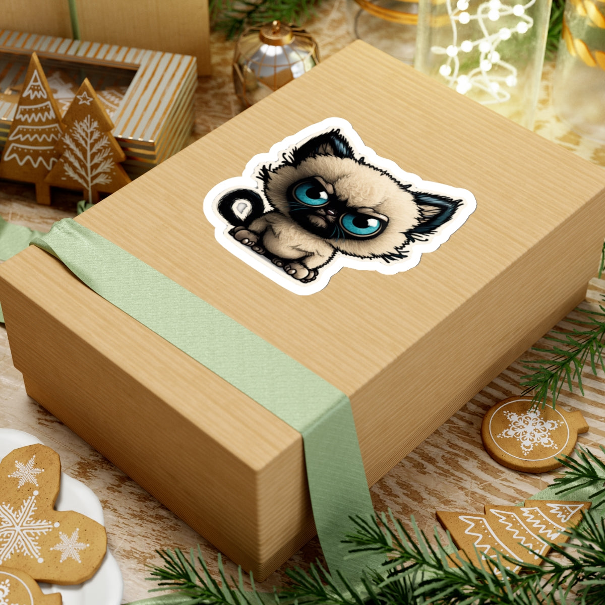 Kiss-Cut Sticker of cute funny siamise cat kitten for your collection