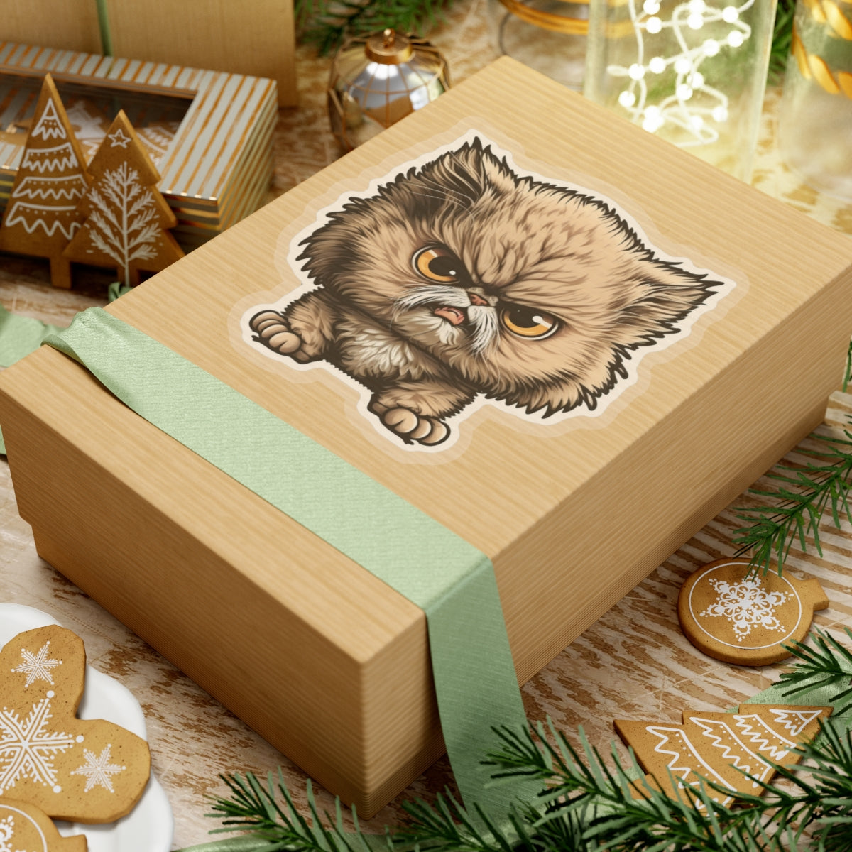 Kiss-Cut Sticker of cute funny angry cat kitten for your collection
