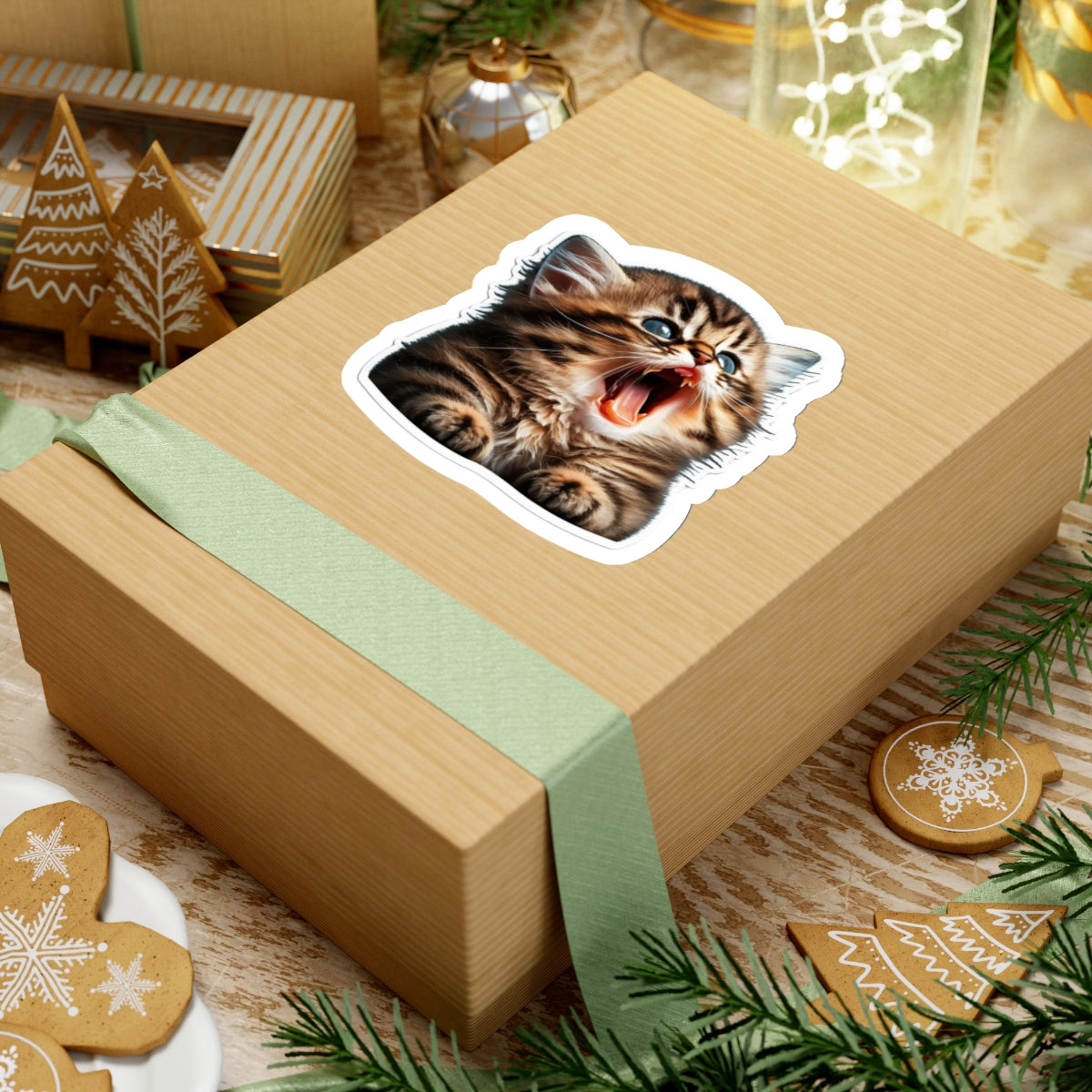 Kiss-Cut Sticker of cute funny golden chinchilla cat kitten for your collection