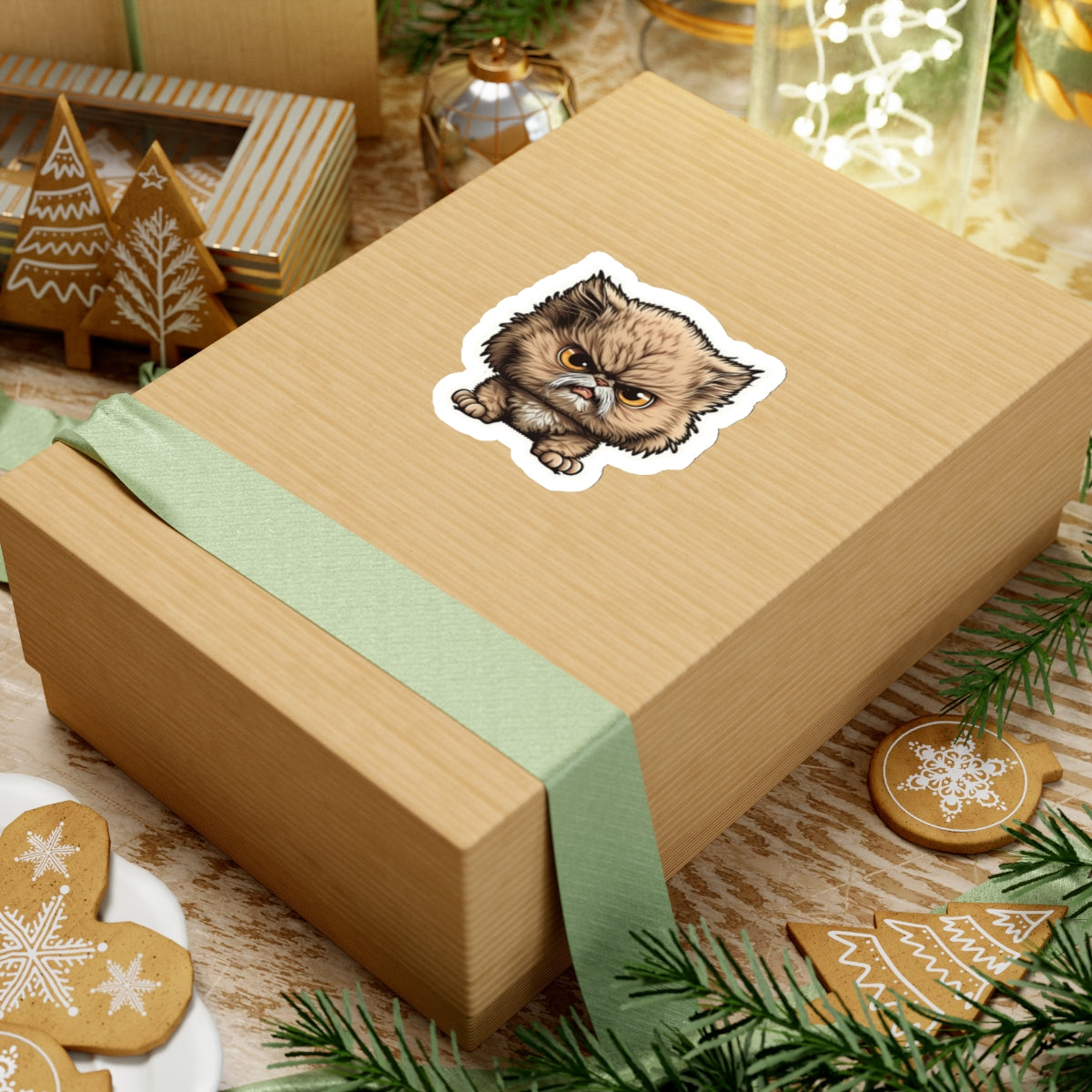 Kiss-Cut Sticker of cute funny angry cat kitten for your collection