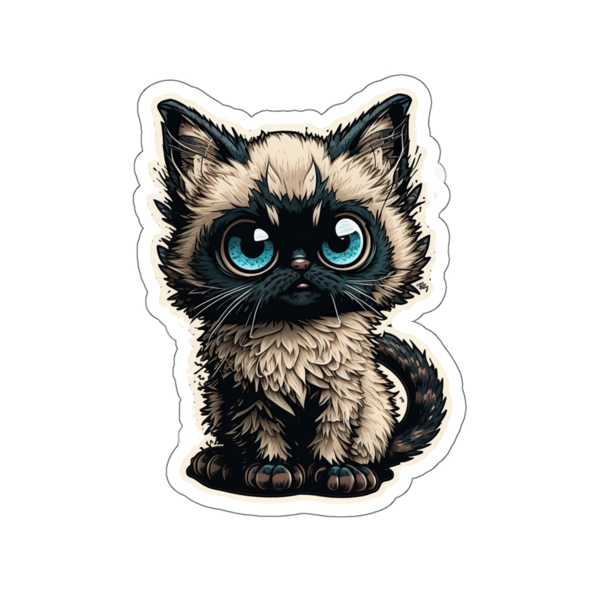 Kiss-Cut Sticker of cute funny siamise cat kitten for your collection