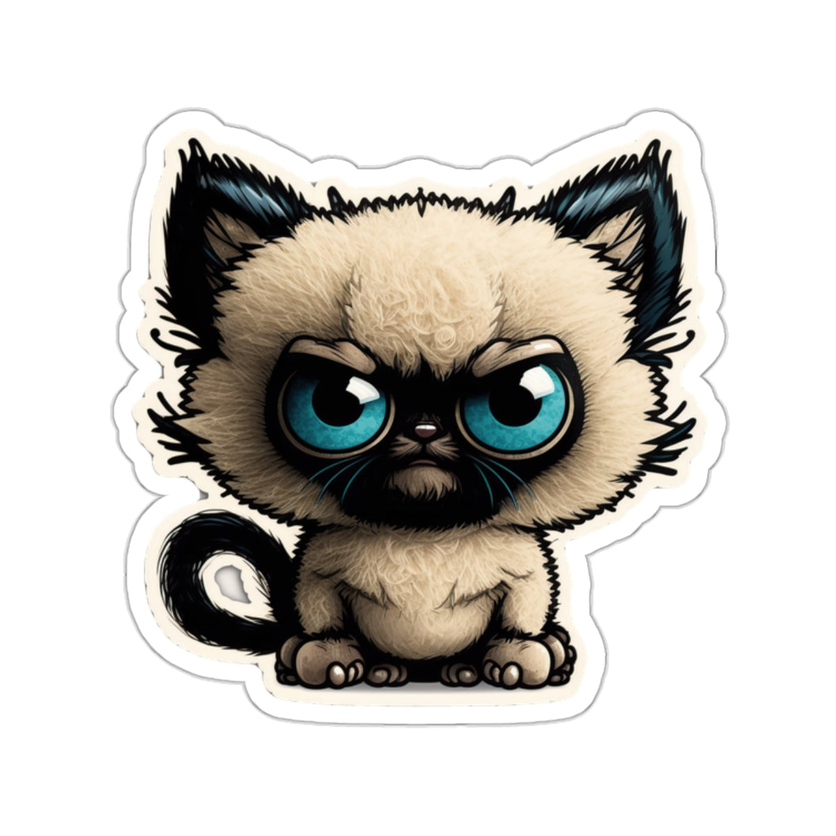 Kiss-Cut Sticker of cute funny siamise cat kitten for your collection