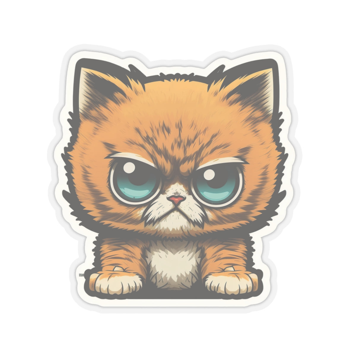 Kiss-Cut Sticker of cute funny angry anime cat kitten for your collection