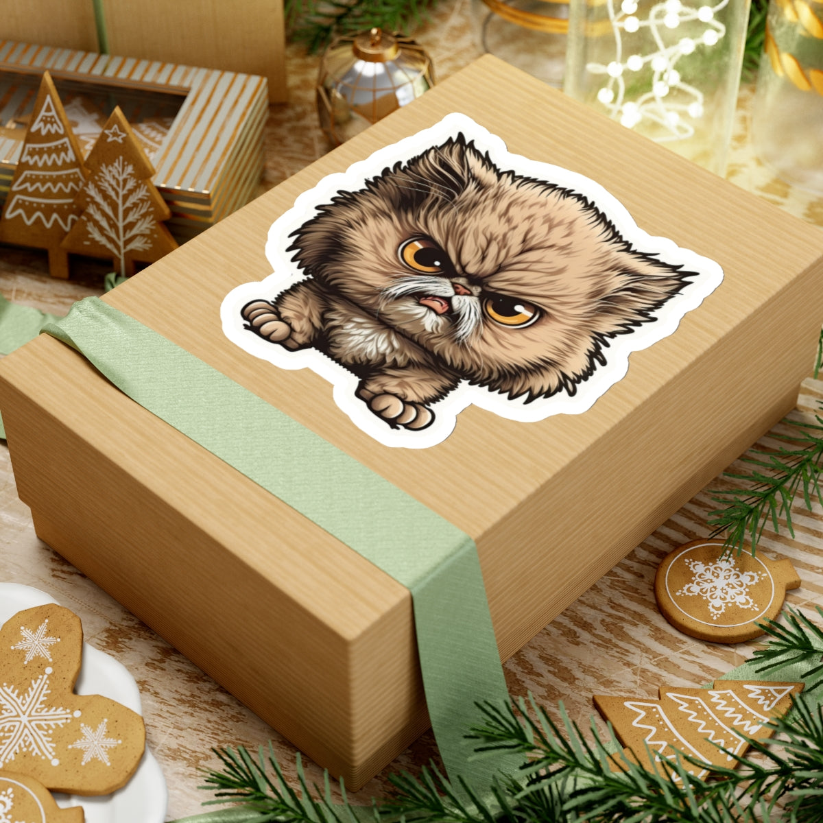 Kiss-Cut Sticker of cute funny angry cat kitten for your collection
