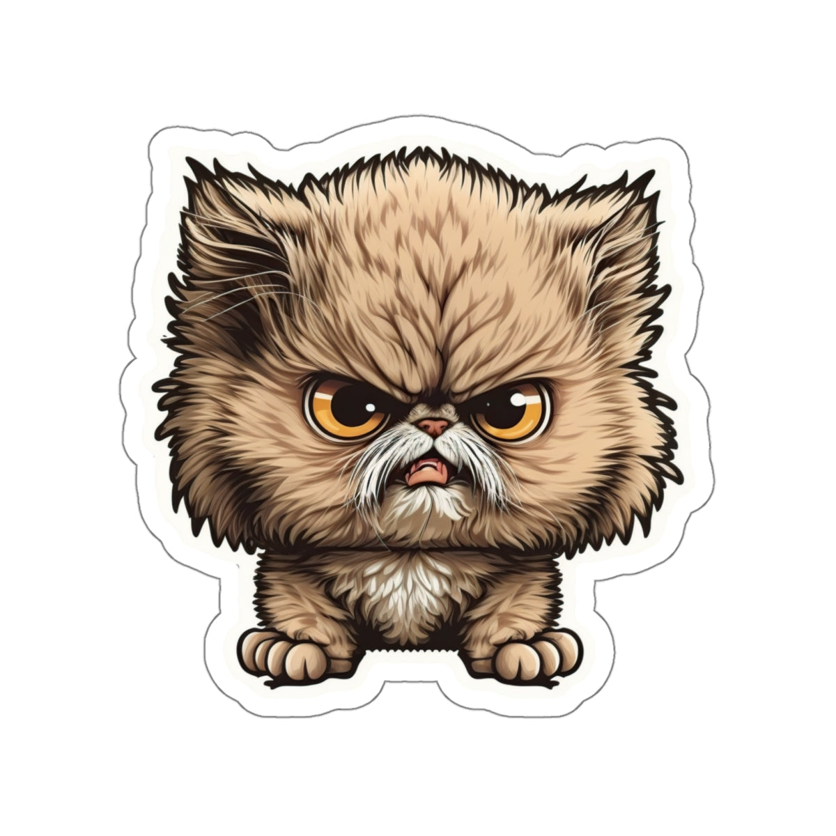 Kiss-Cut Sticker of cute funny angry cat kitten for your collection