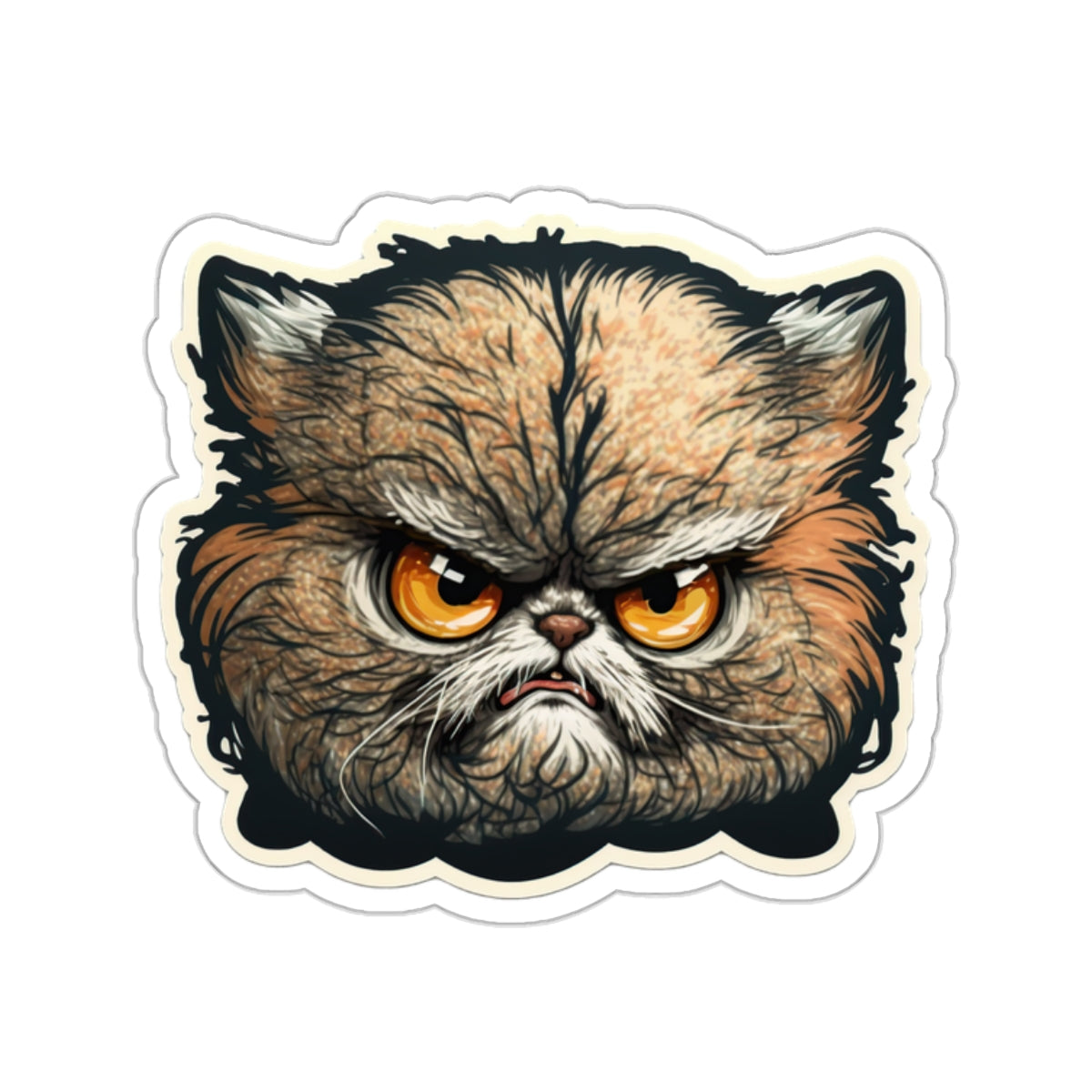 Kiss-Cut Sticker of cute funny angry cat kitten for your collection