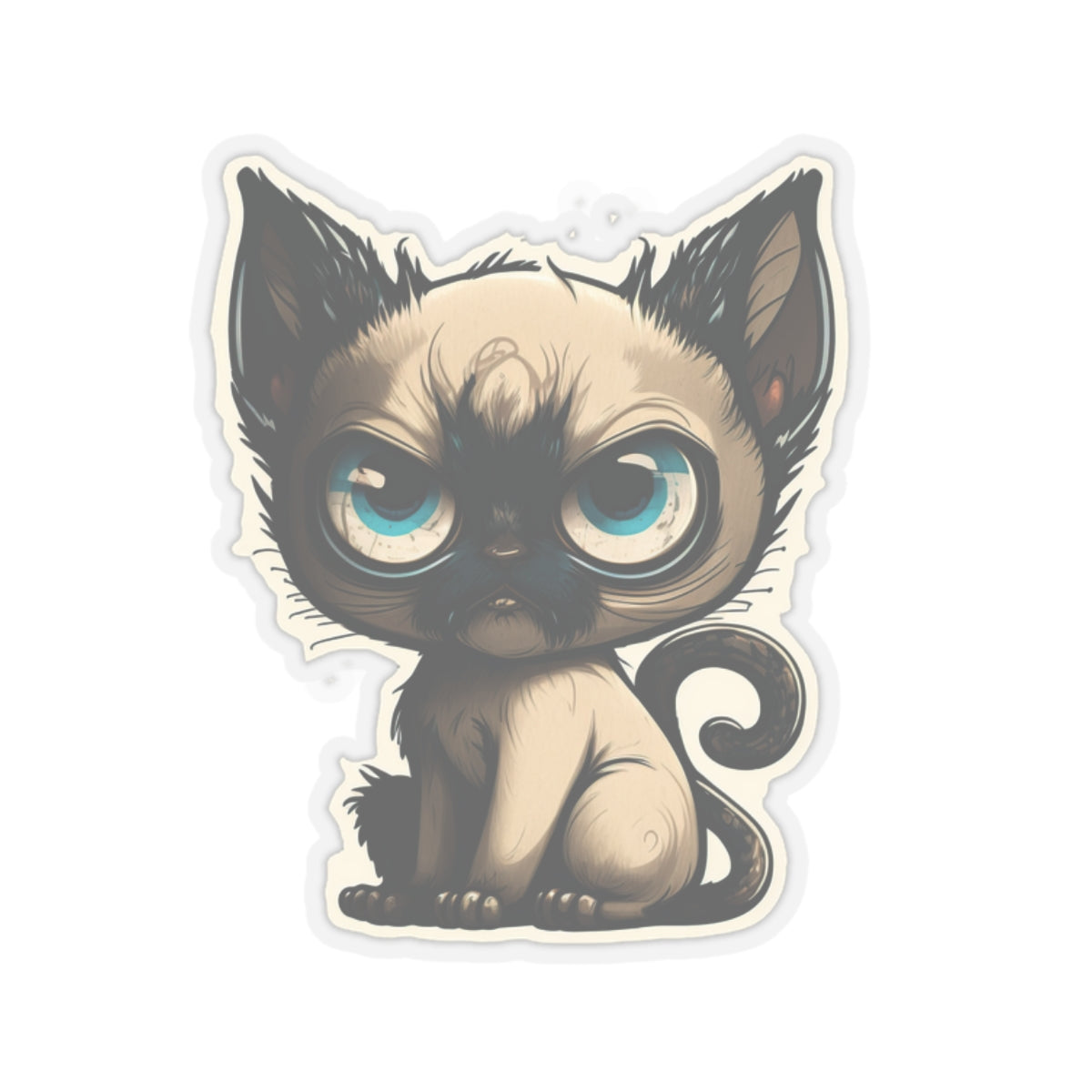 Kiss-Cut Sticker of cute funny siamise cat kitten for your collection