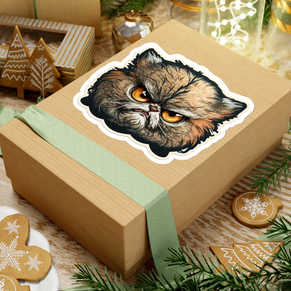 Kiss-Cut Sticker of cute funny angry cat kitten for your collection