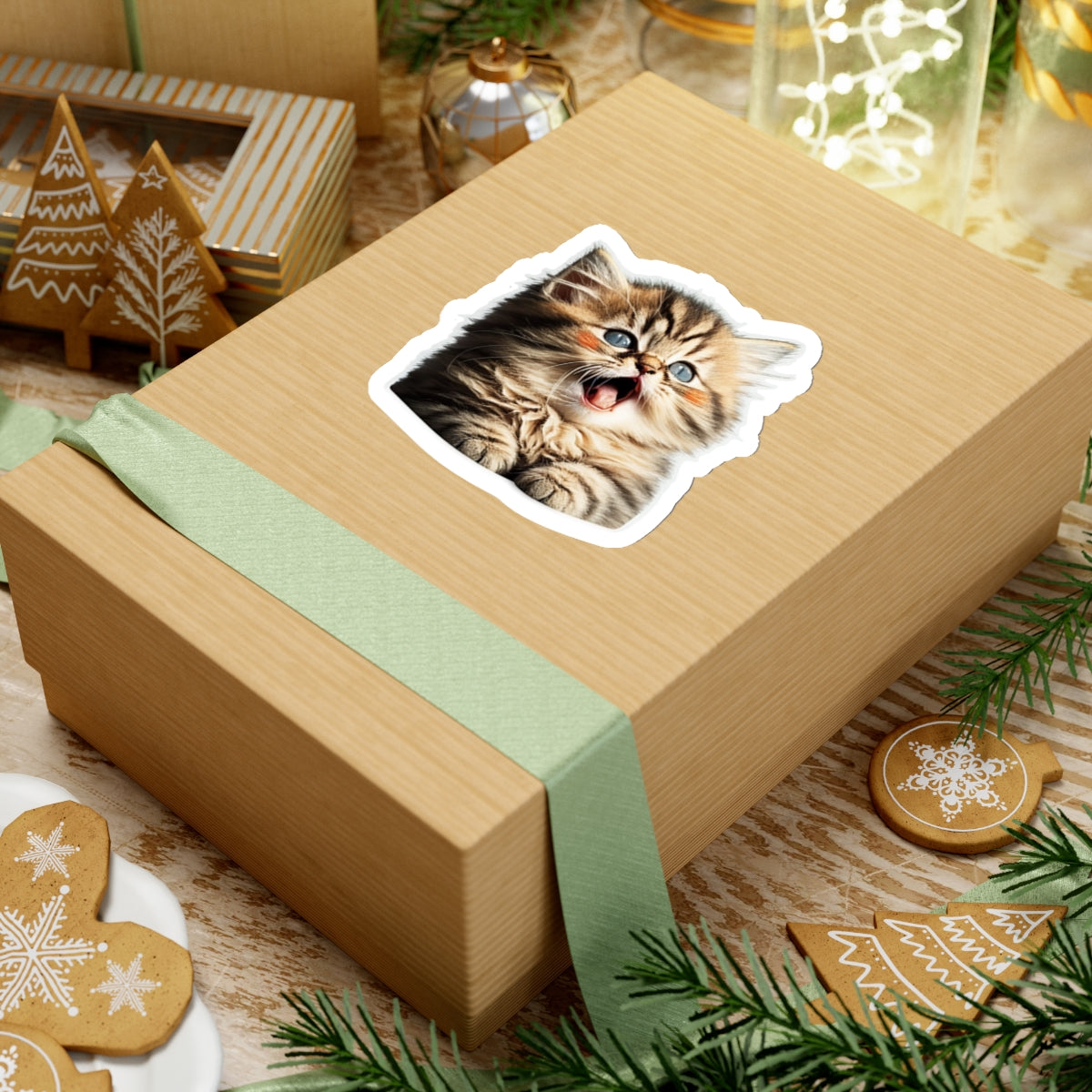 Kiss-Cut Sticker of cute funny golden chinchilla cat kitten for your collection