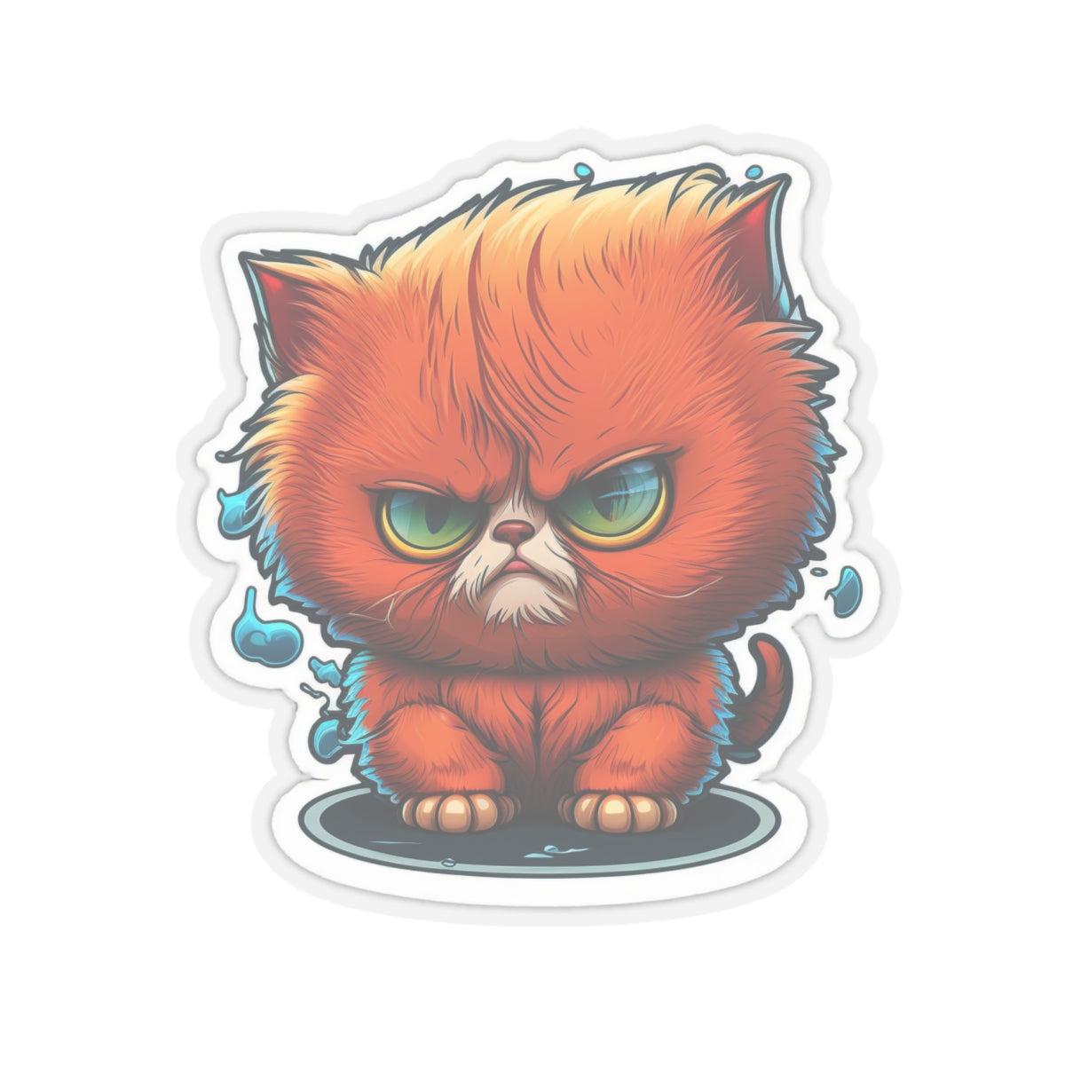 Kiss-Cut Sticker of cute funny angry anime cat kitten for your collection