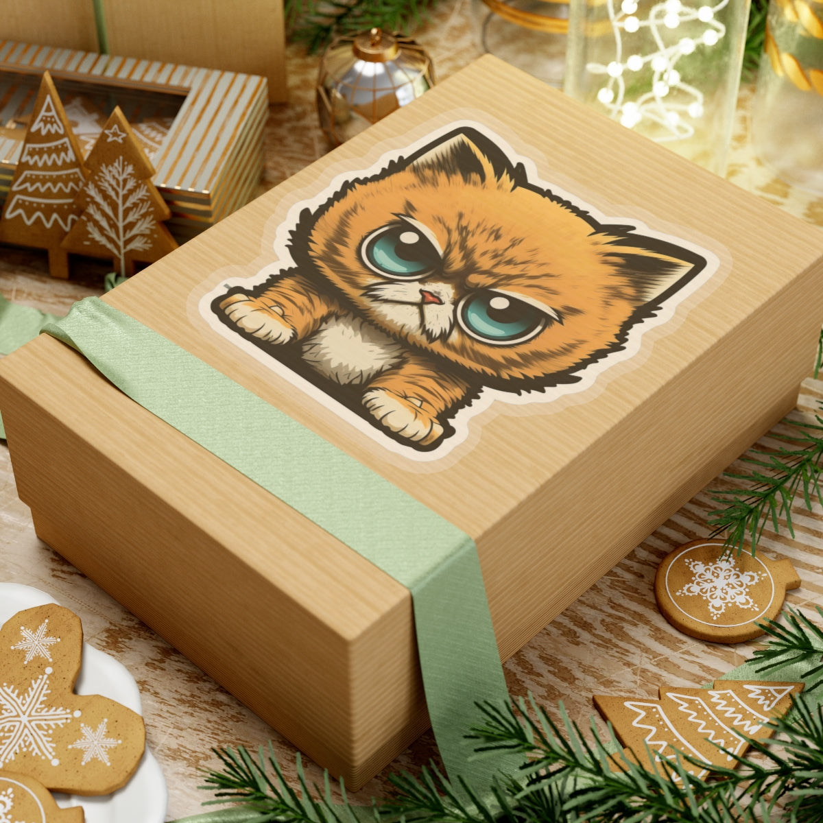 Kiss-Cut Sticker of cute funny angry anime cat kitten for your collection