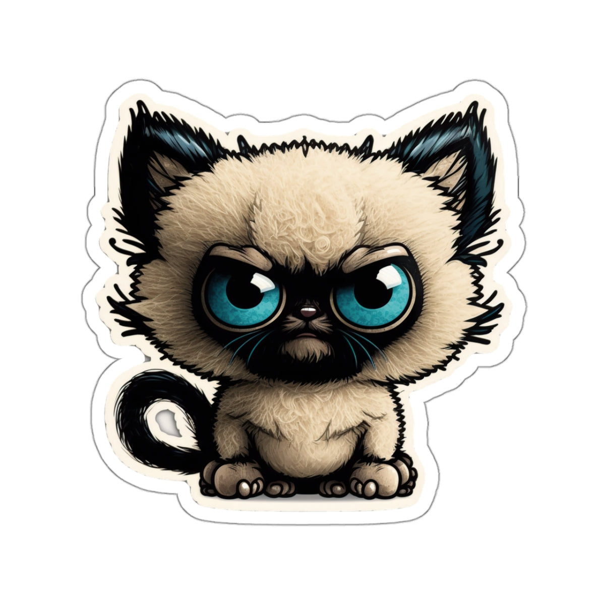 Kiss-Cut Sticker of cute funny siamise cat kitten for your collection